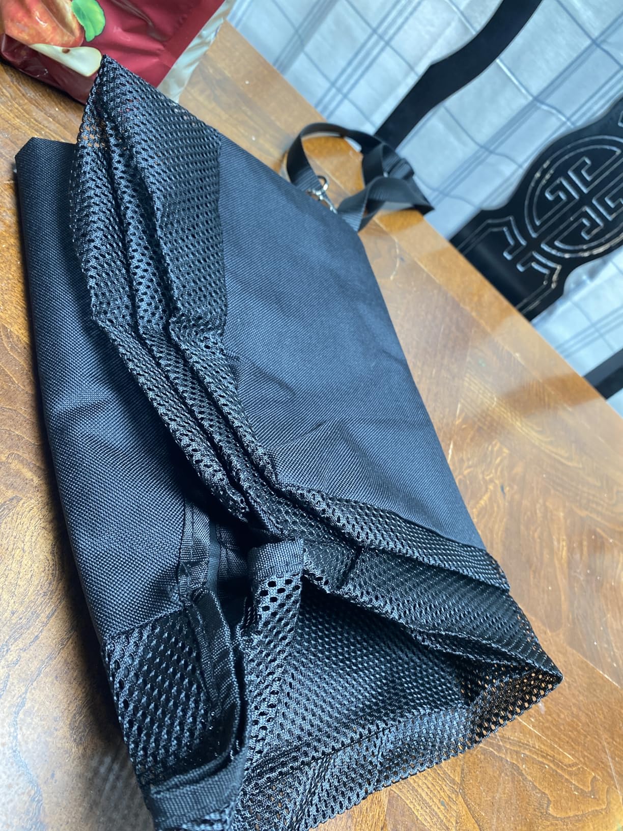 Hay Bag Hanging Goat Feeder Tote Premium Oxford Cloth with Metal Ring and Adjustable Strap for Horses Donkeys Cows Alpacas Ostriches or Other Animals Black customer photo 1