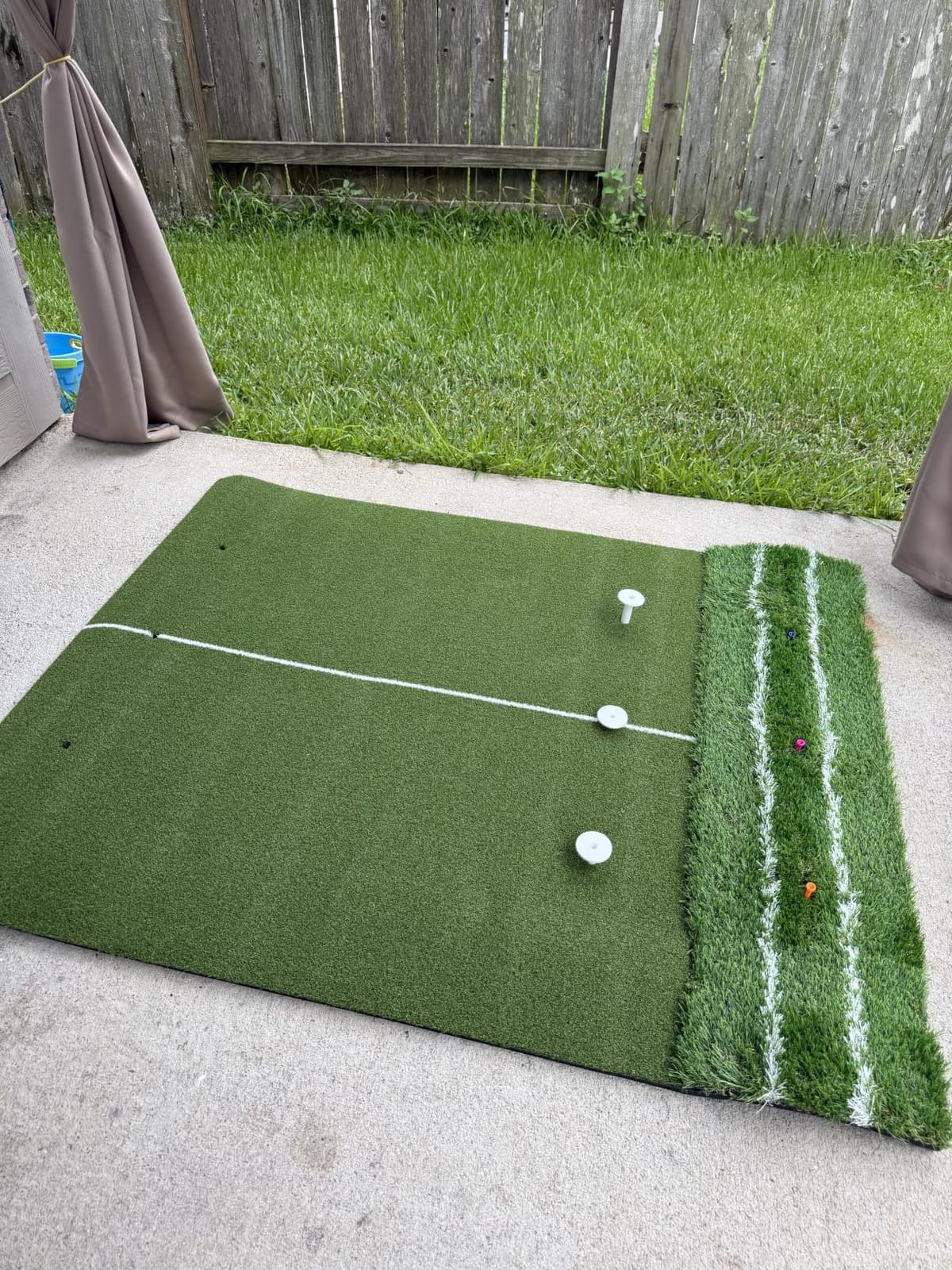 Premium Dual-Turf 5x4ft Golf Mat: 21MM to 50MM High-Elasticity Base Upgraded Golf Hitting Mat, Alignment & Angle of Approach Aid, Indoor/Outdoor Practice, Green,Ideal Gifts for Men Him Dad Husband customer photo 1