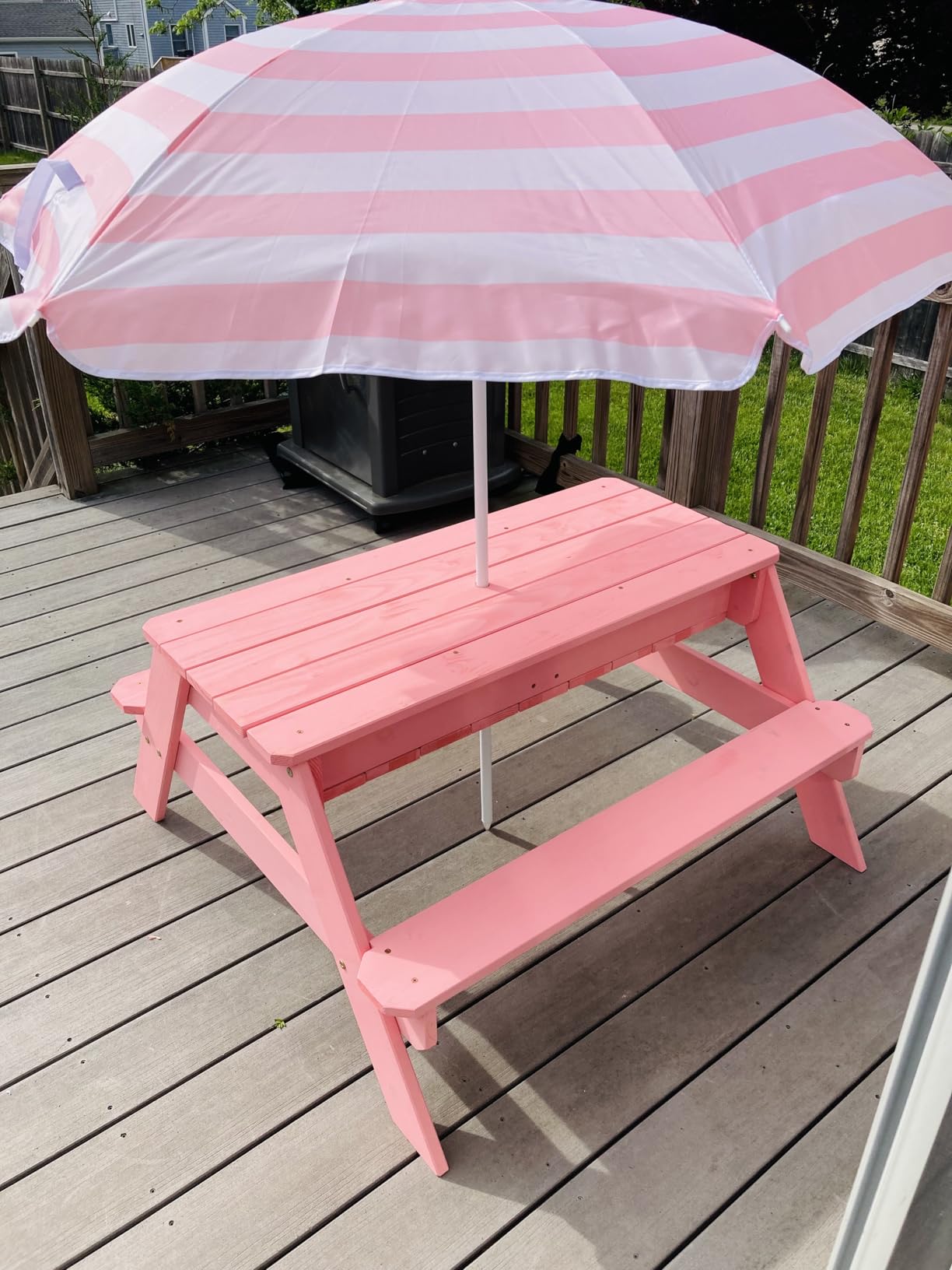 Best Choice Products Kids 3-in-1 Sand & Water Table, Outdoor Convertible Picnic Table with Umbrella for Toddlers, Seats 4, Removable Top, 2 Buckets customer photo 2