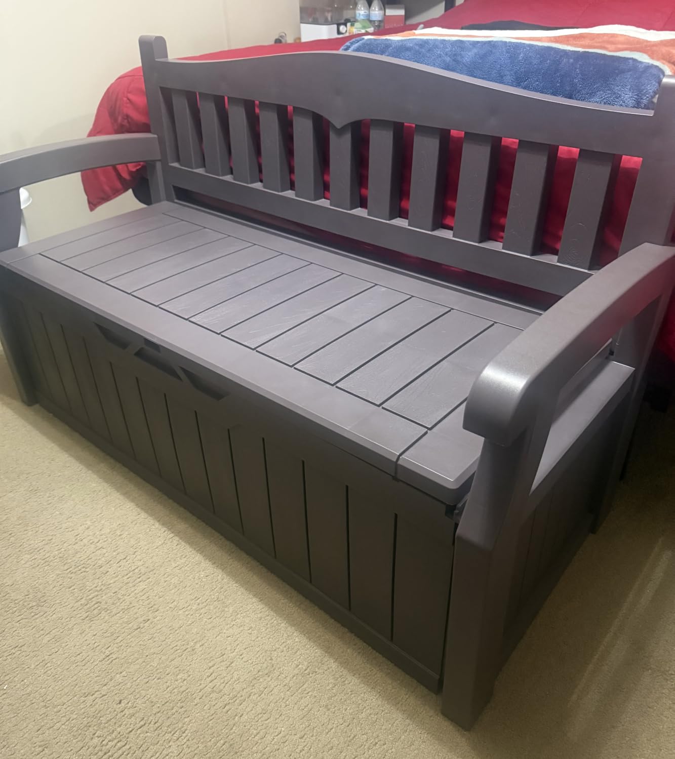 Devoko 80 Gallon Storage Bench Deck Box Waterproof&Lockable | Outdoor Benches for Patio Furniture, Garden Decor and Outdoor Seating for Cushions, Garden Tools and Pool Supplies customer photo 2