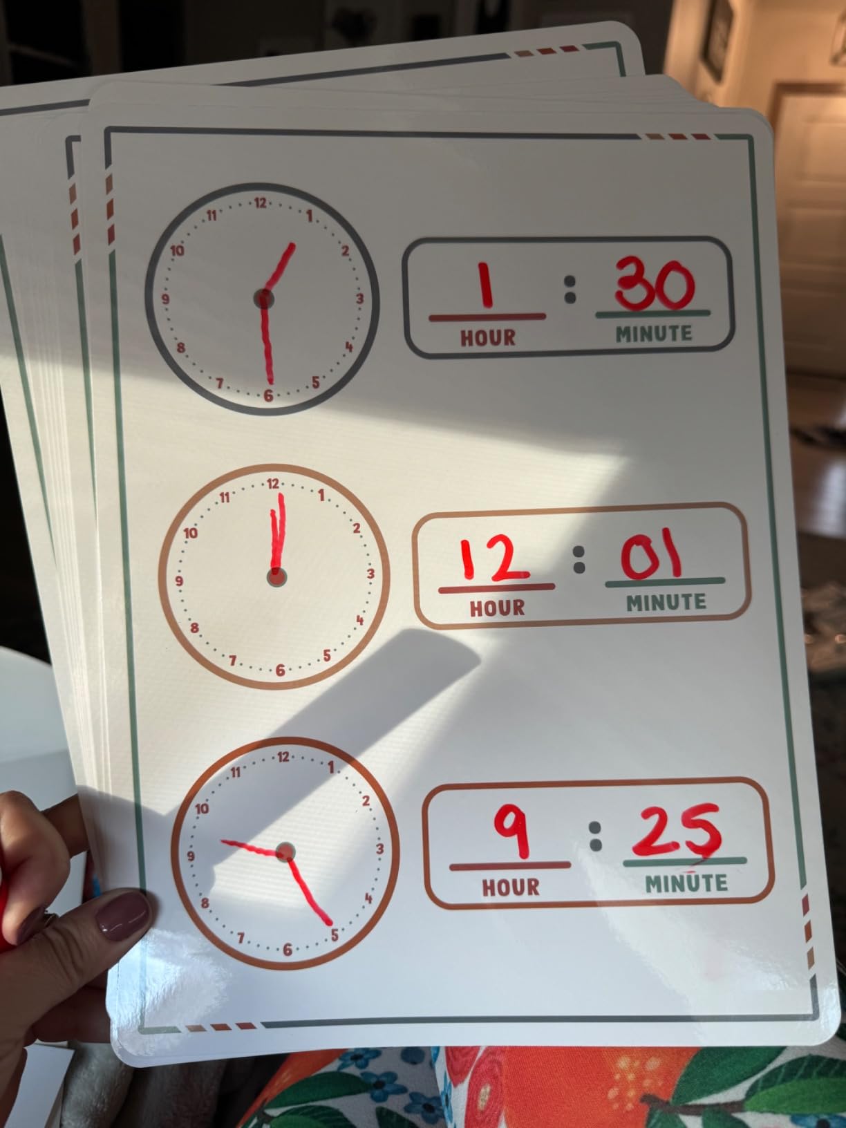 Scribbledo 10 Pack Telling Time Teaching Sheets - 9'x12' Dry Erase Learning Clocks for Kids Homeschooling Supplies customer photo 1