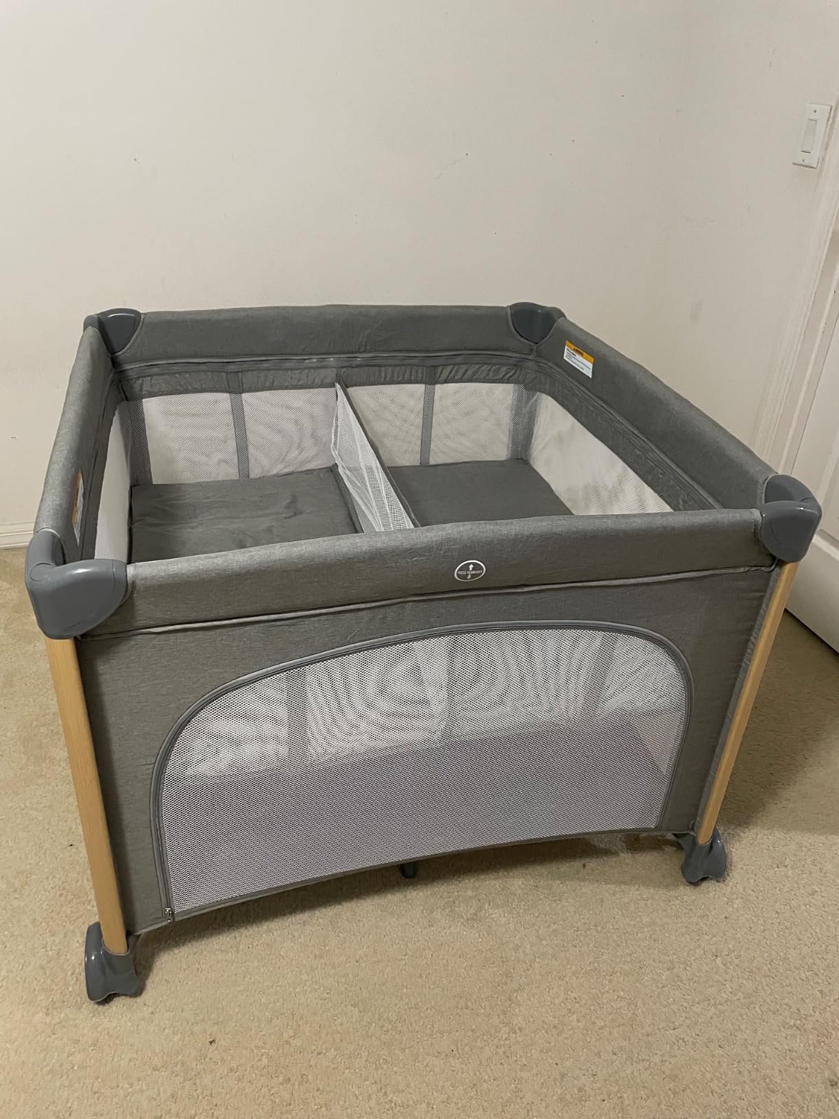 Twin Bassinet Bedside Sleeper with Wheels, Portable Playpen for Infants | Bedside Crib with Lockable Wheels, Breathable Mesh Foldable Design with Carry Bag customer photo 1
