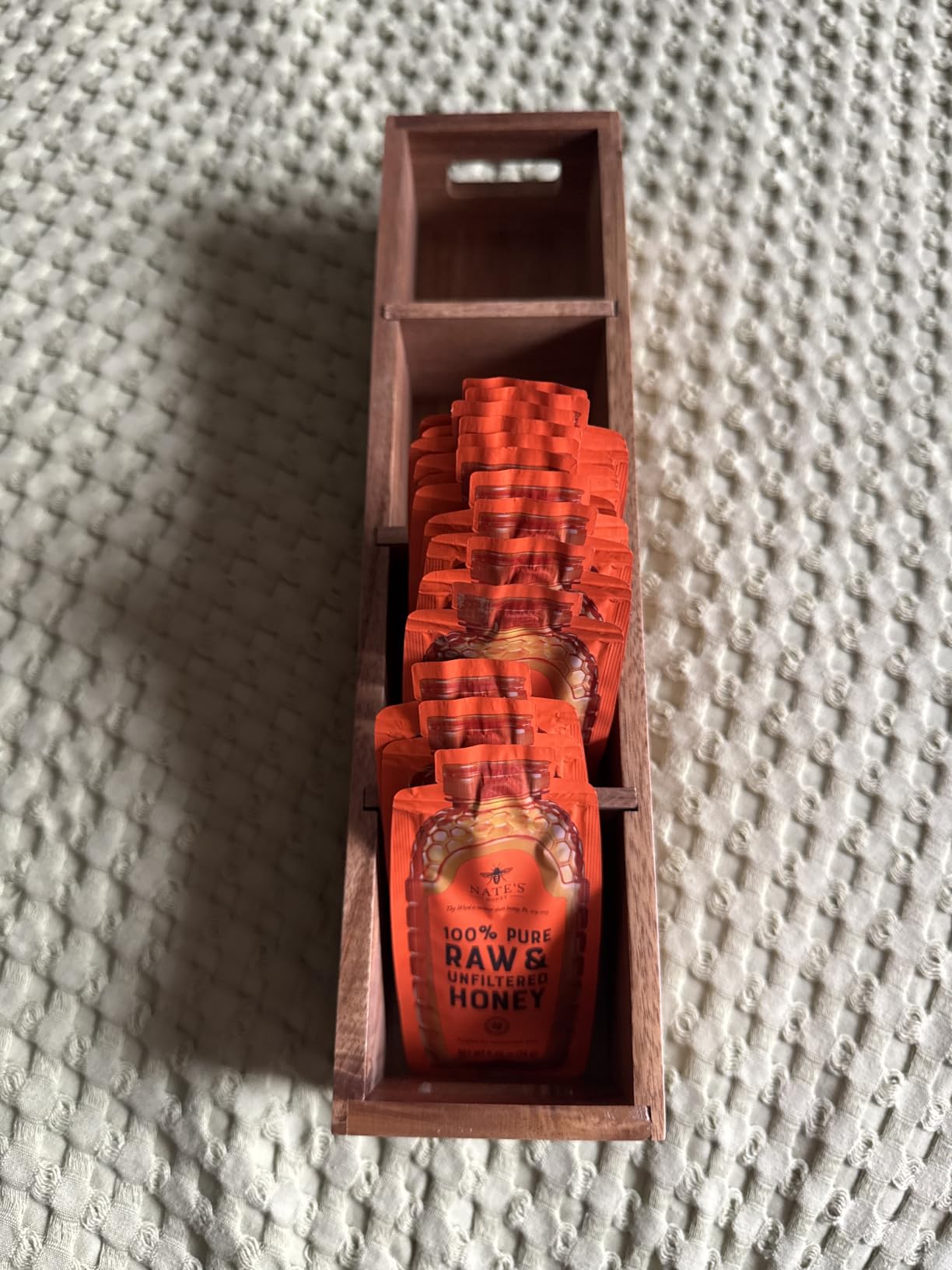 Acacia Wood Tea Bag Organizer with 4 Slots - Tea Bag Holder and Tea Organizer, Sugar Packet Storage for Countertops customer photo 2
