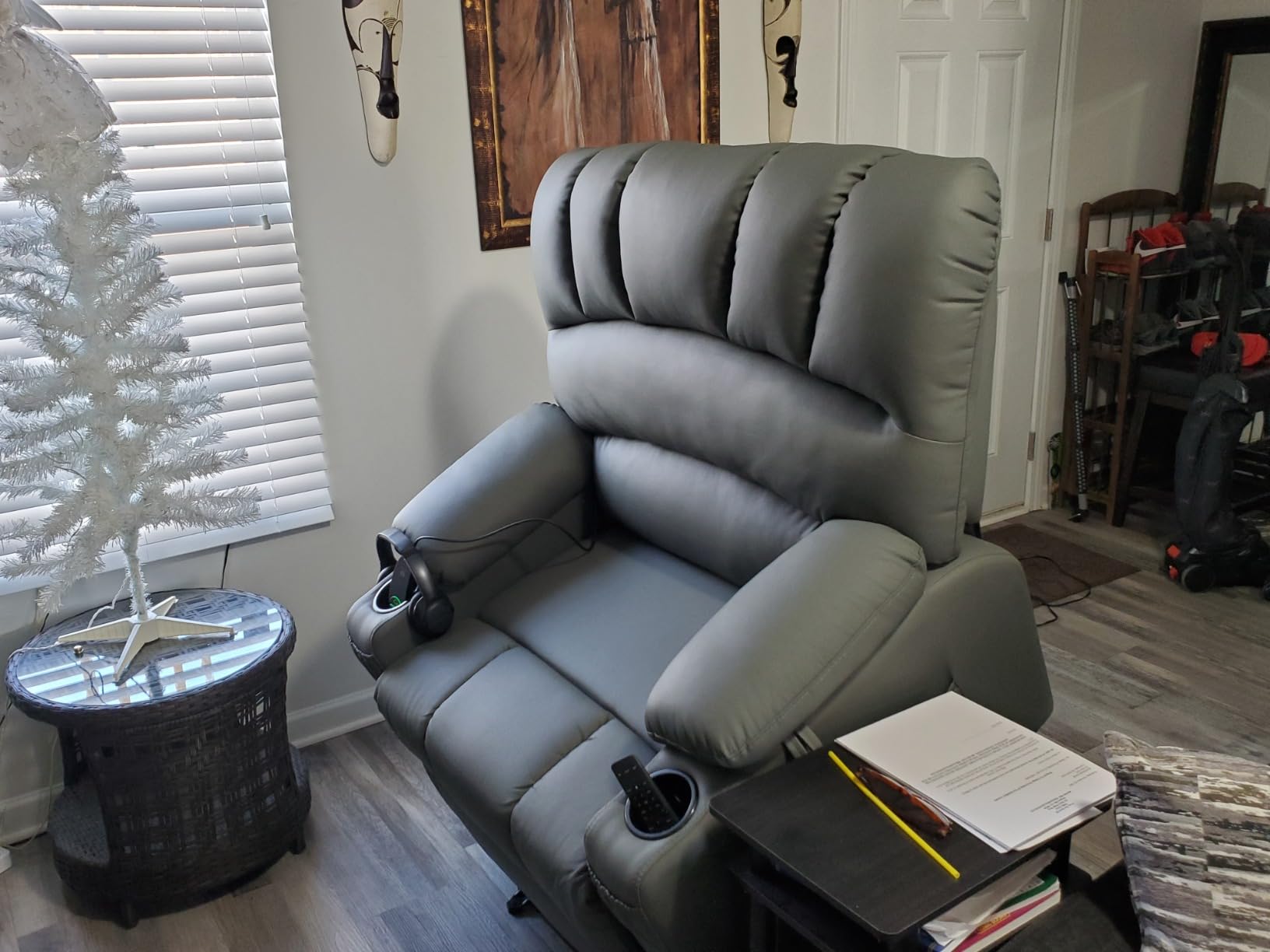 MCombo Oversized Power Lift Recliner Chair for Elderly R7092 (Dark Brown) | Stand Assistance, Wide seat, Heat and Massage, 4.7