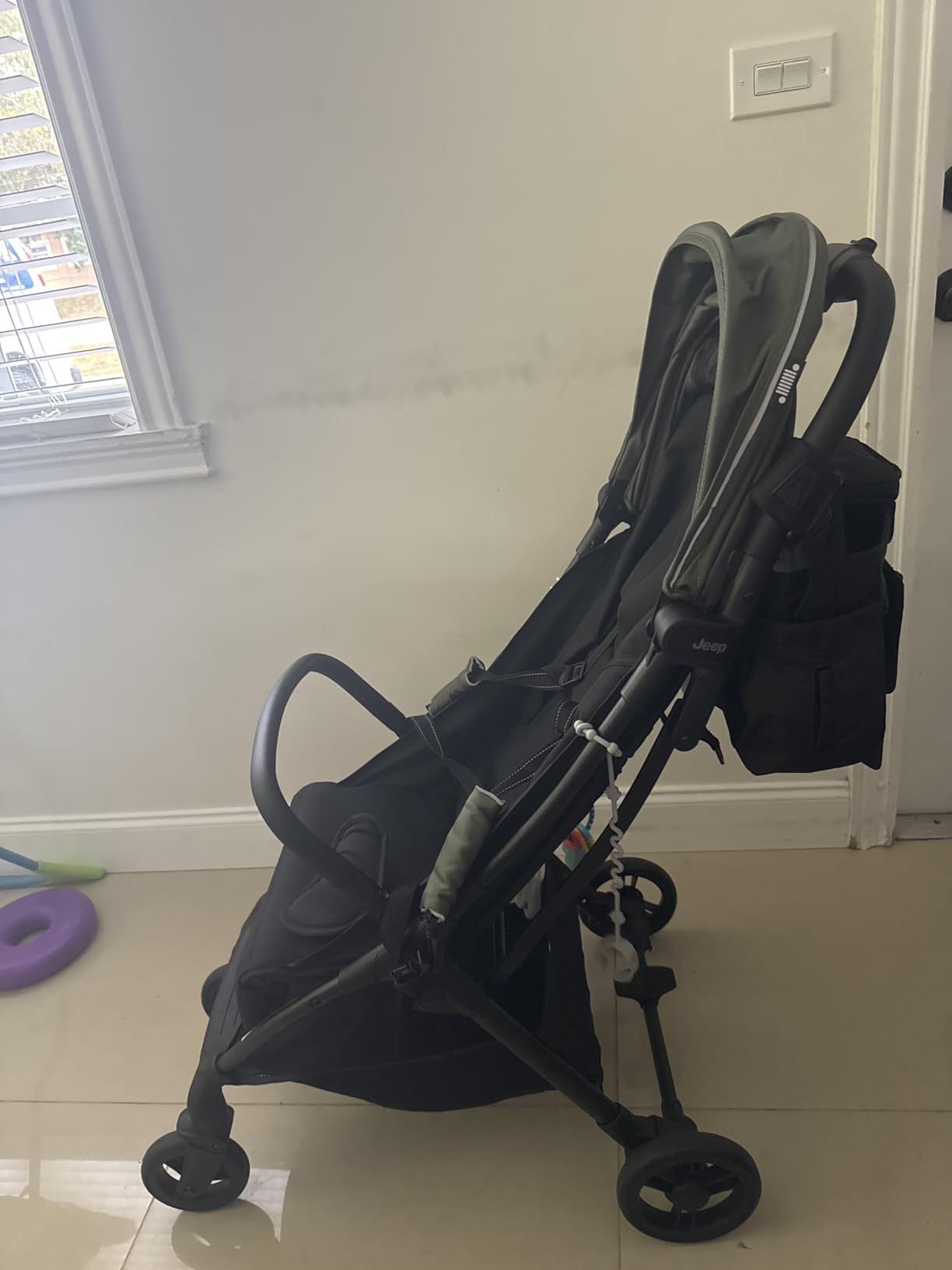 Jeep Altitude Compact Travel Stroller by Delta Children Greenguard Gold, Easy One Hand Fold, Lightweight, Extendable Canopy with Peek-a-Boo Window, Reclining Seat, 4 Wheel Suspension, Black customer photo 2