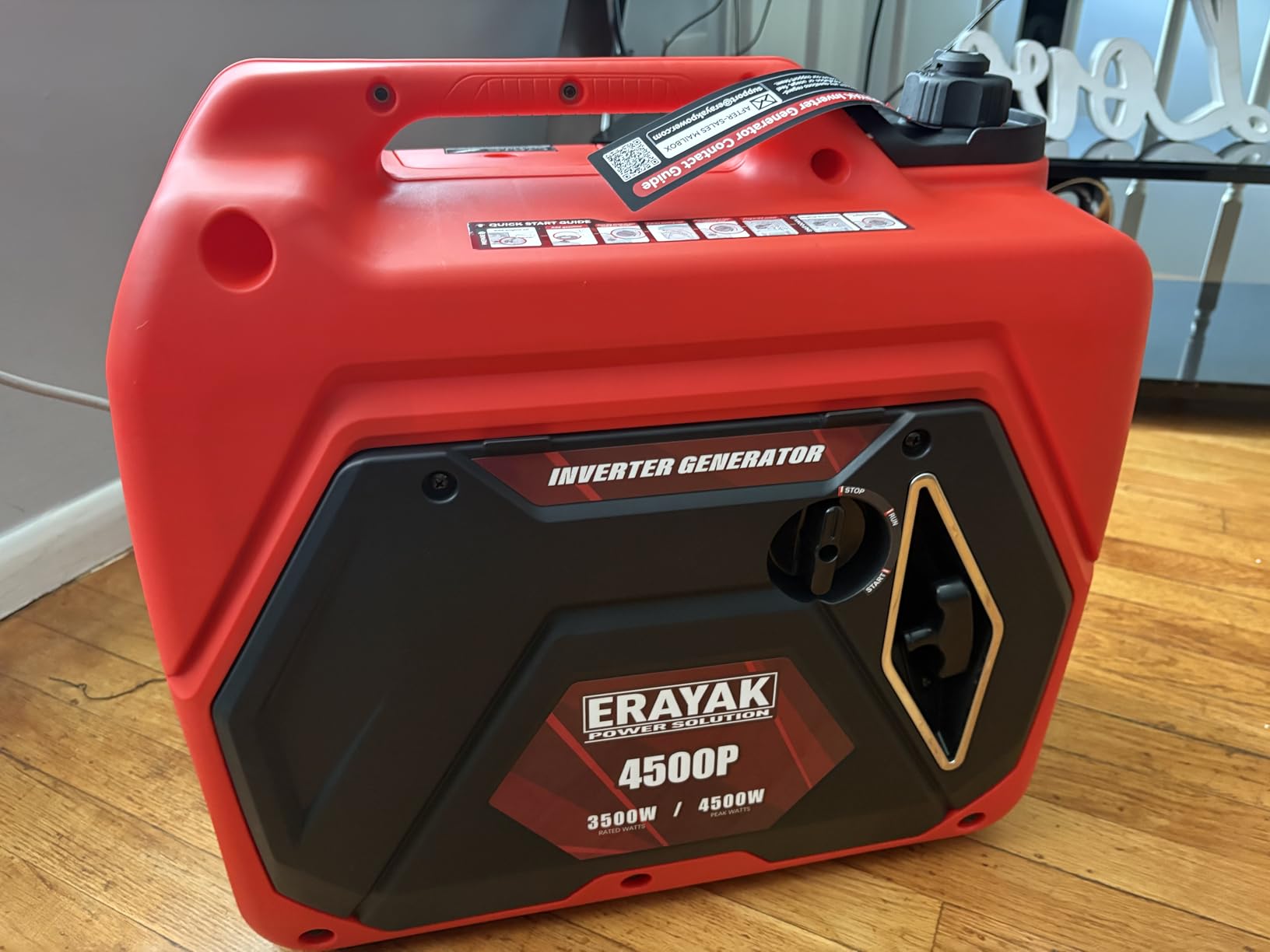 ERAYAK 4500W Portable Inverter Generator for Home Use, Super Quiet Small Generator for Camping Outdoor Emergency Power Backup, Gas Powered Engine, ECO Mode, EPA Compliant customer photo 2