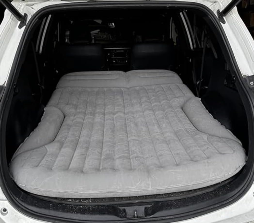 KMZ SUV Air Mattress Thickened and Double-Sided Flocking Travel Camping Bed with 2 Pillows & Electric Pump Dedicated Mobile Cushion Inflatable Bed for SUV Trunk and Rear Seat (Dark Gray) customer photo 1