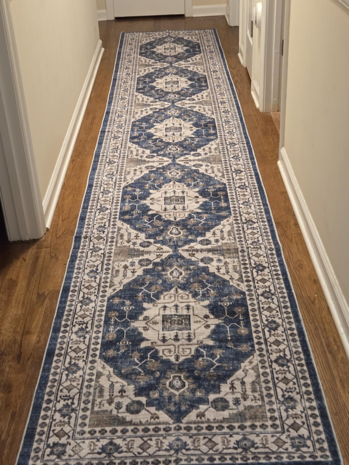 2x6 Hallway Washable Runner Rug: Vintage Soft Kitchen Laundry Runner with Non Slip Backing Farmhouse Entryway Living Room Floor Mat Stain Resistant Carpet for Bedroom Bathroom Distressed Beside Rug customer photo 2
