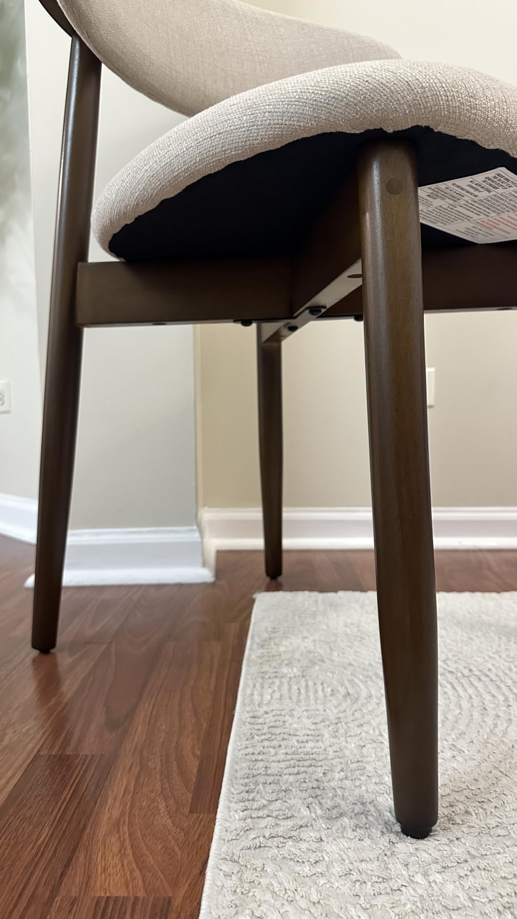 COLAMY Wooden Dining Chairs Set of 4, Modern Fabric Upholstered Kitchen Side Chairs, Farmhouse Dining Room Chair with Foot Pegs, Beige customer photo 2