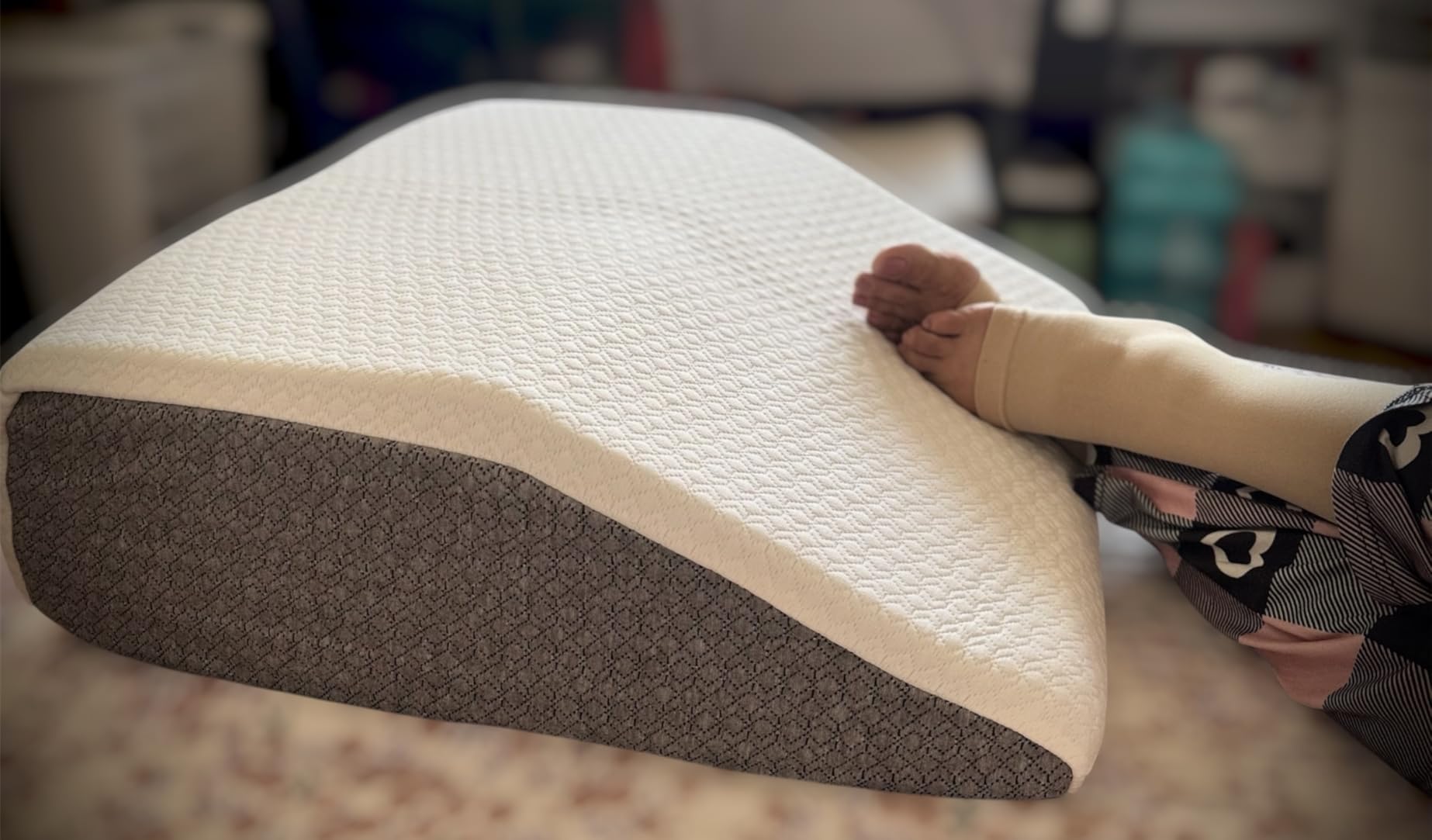 Nordjager Wedge Pillow for Sleeping, 24 x 24 x 10 Inch Bed Wedge | 40D Memory Foam Top Layer with Supportive Foam Base; Ergonomic Incline Supports Back, Legs and Comfortable Sleep. customer photo 2