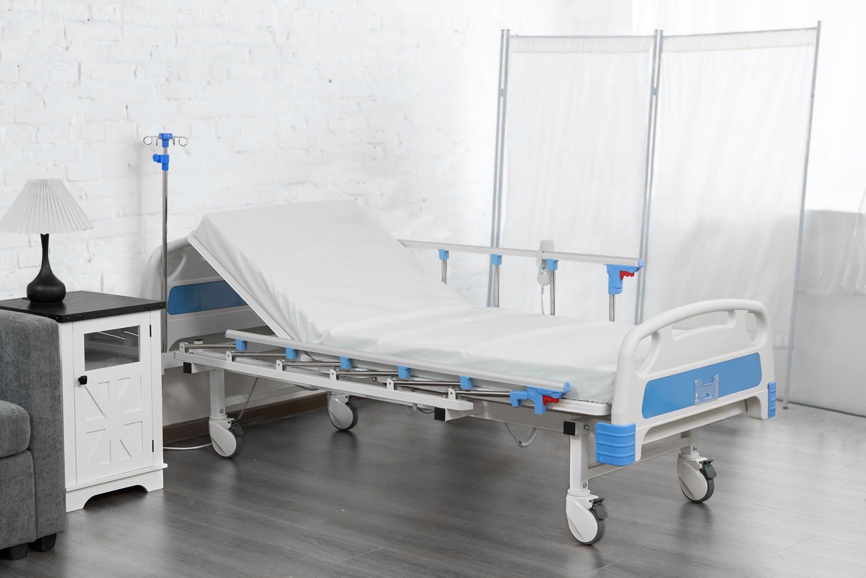 ELENKER Full Electric Hospital Bed for Home Use, ICU Medical Bed, Premium 2 Function Hospital ICU Bed with Remote Control, Quiet Wheels, IV Pole, Mattress, 5-Inch Lockable Casters customer photo 1