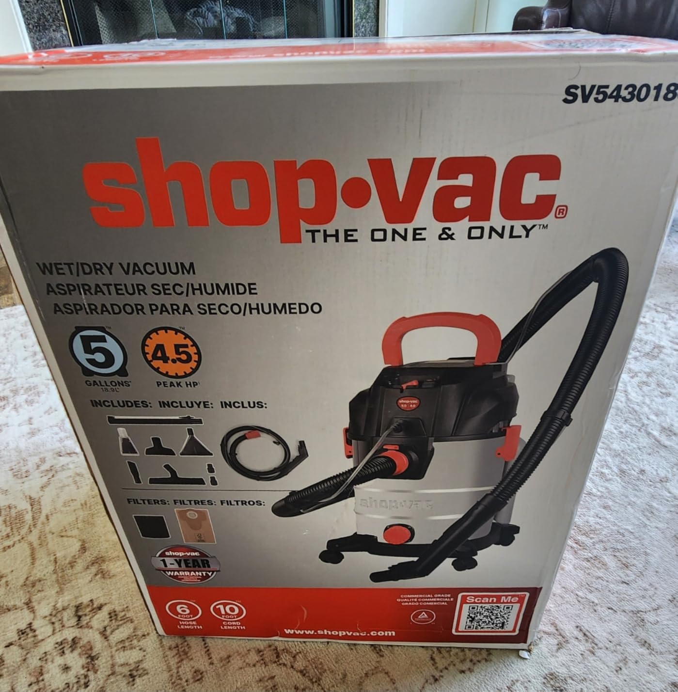Shop-Vac 5-Gallon 4.5 Peak HP 3-in-1 Wet/Dry/Upholstery Shampoo Vacuum | 3-in-1, Vacuum Extractor with 6 Ft Hose and 10 Ft Cord, For Carpet, Upholstery, and Car Detailing customer photo 1