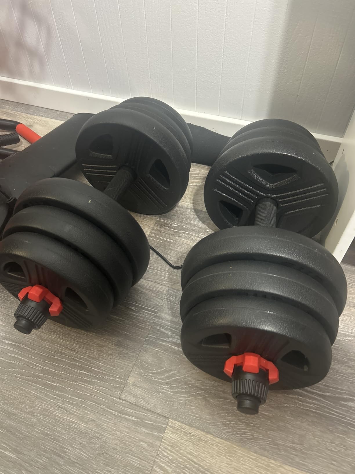 FITPLAM Adjustable dumbbell set,20/35/45/55/70/90lbs Free Weights set with upgraded nut, 5 in 1 Weight Set Used as Kettlebells, Barbell, Push up Stand, Fitness Exercise for Home Gym Suitable Men/Women customer photo 2
