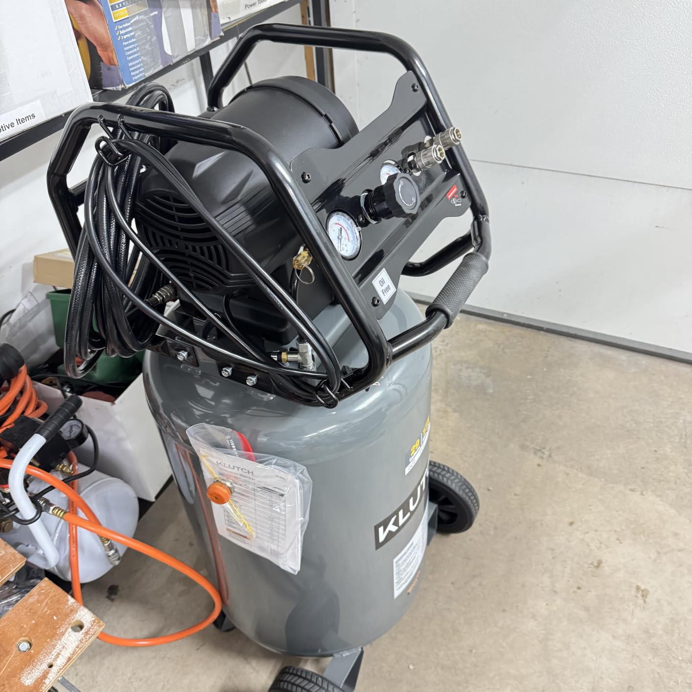 Klutch 60-Gallon Single-Stage Vertical Air Compressor, 3.7 HP, 230 Volts customer photo 1