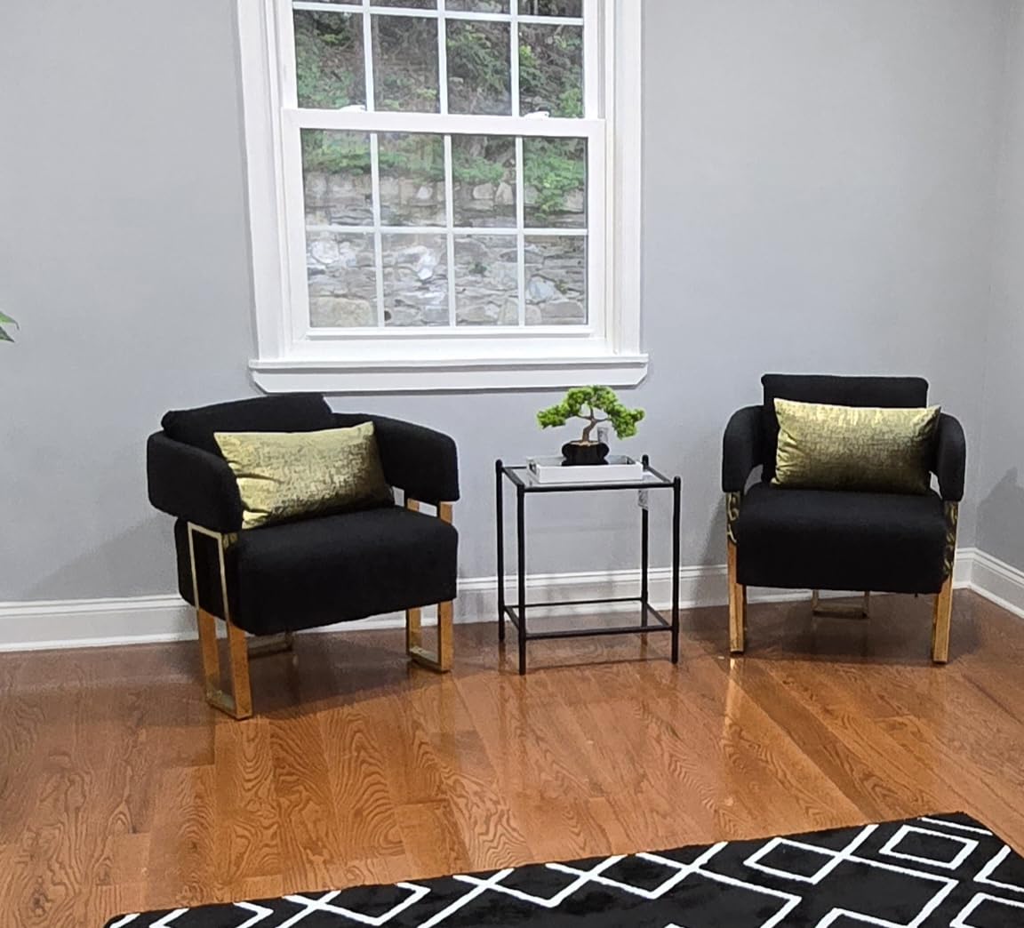 Mid Century Modern Accent Chair, Barrel Armchair, White Boucle, Gold Leg | AODAILIHB Upholstered Comfy Luxury Living Room Chairs, Cloud Club Chair w/ Curved Back For Small Space, Bedroom Dorm Office customer photo 2