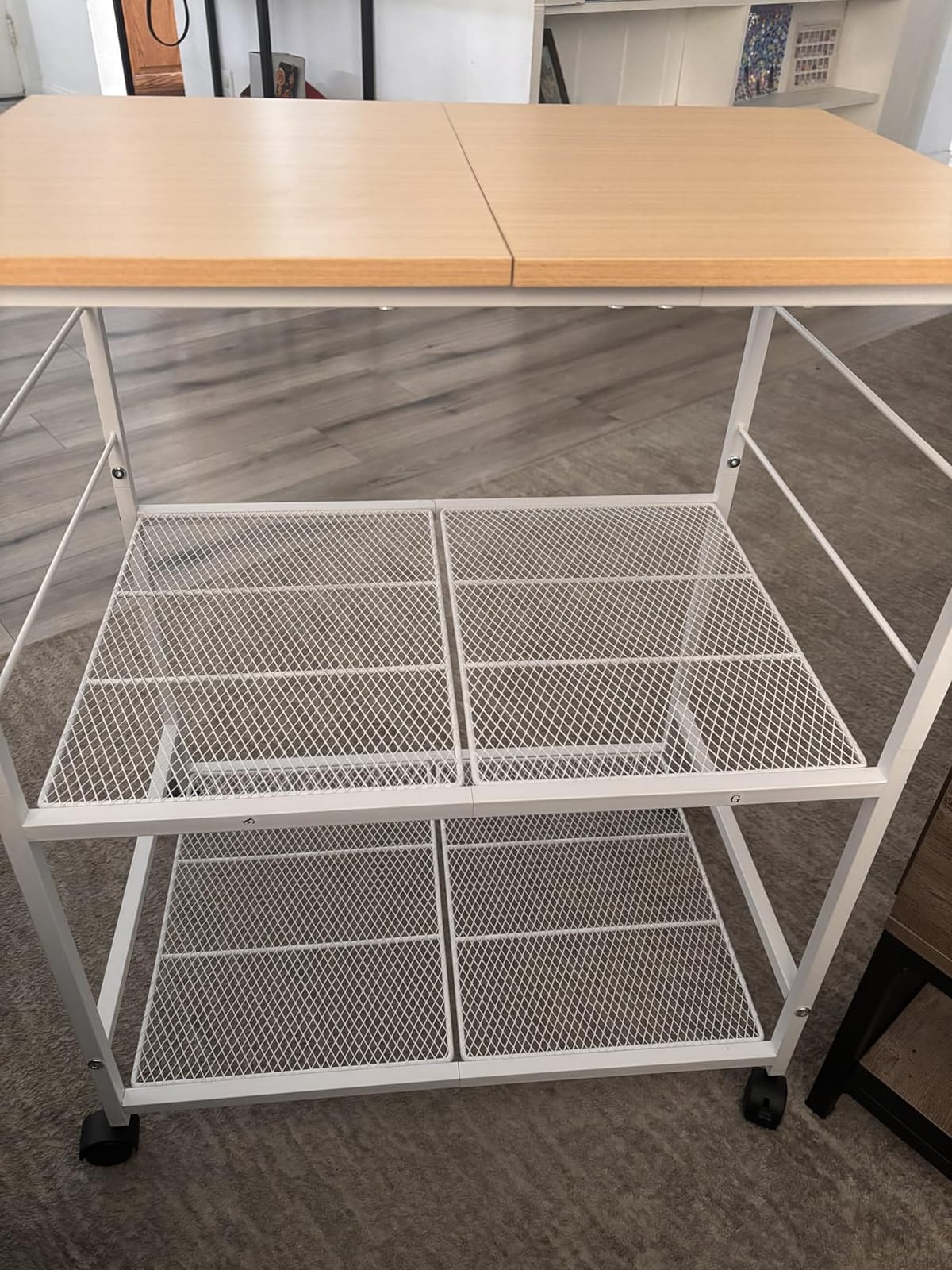 ThreeHio Rolling Kitchen Microwave Cart, 3 Tier Microwave Table Stand with Storage, Kitchen Utility Cart on Lockable Wheels, Small Coffee Cart Shelf Rack Organizer for Living Room Office, Balcony customer photo 1