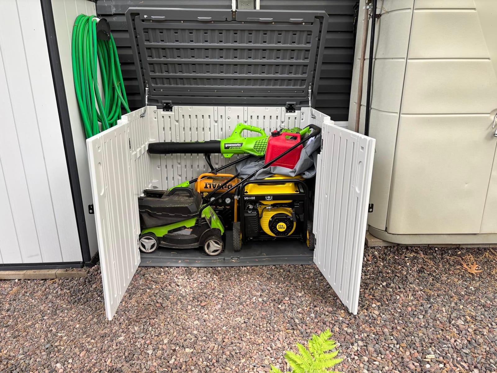 Aoxun Outdoor Storage Shed, 64 Cu.Ft Vertical Storage Sheds Outdoor with Floor, Outdoor Waterproof Storage Cabinet for Garage Storage, Pool Storage, Bike Shed, Garden Shed (White) customer photo 1