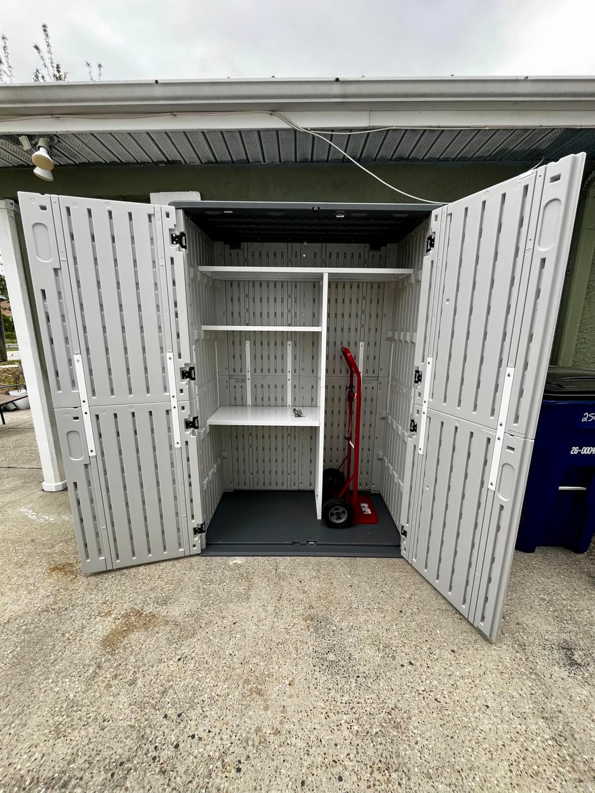 Aoxun Outdoor Storage Shed, 64 Cu.Ft Vertical Storage Sheds Outdoor with Floor, Outdoor Waterproof Storage Cabinet for Garage Storage, Pool Storage, Bike Shed, Garden Shed (White) customer photo 2