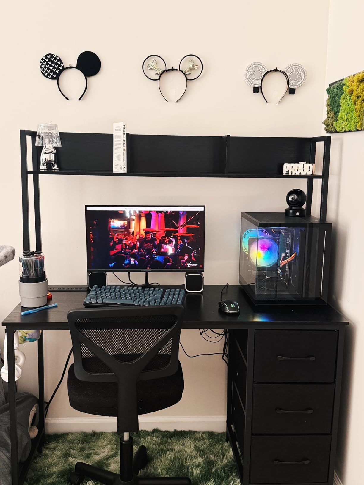 DLisiting White Computer Desk with Hutch & Drawers - 47 Inch Modern Study Writing Office Desk with 3 Storage Drawers and Power Outlets for Bedroom Home Office customer photo 2