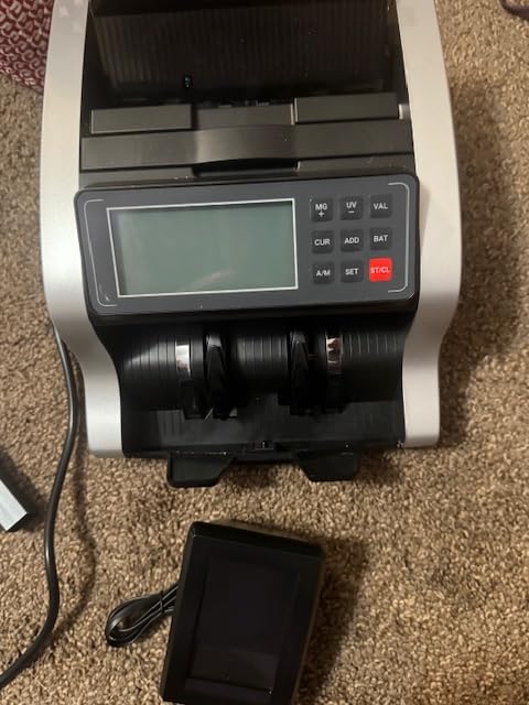 PONNOR Money Counter Machine with Value Count, UV/MG/IR/MT/DD Counterfeit Bill Detection, Dollar Euro Cash Counter with Count/Add/Batch/Auto Modes, External LCD Display customer photo 1