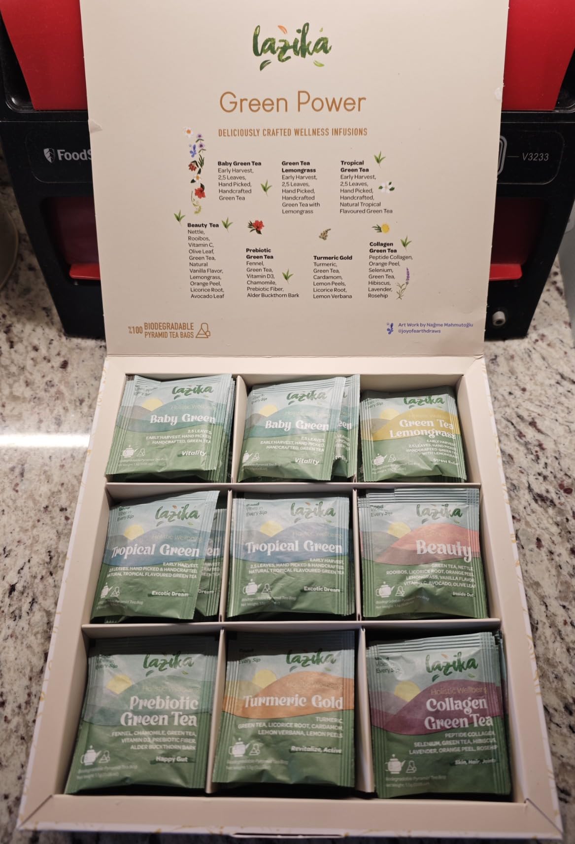 Lazika Green Tea Variety Pack with Lovely Presentation Box, 54 Counts, Green Tea Assortment Gift Set, Premium Collection with Pyramid Infuser Bag, Early Harvest, Handcrafted customer photo 1