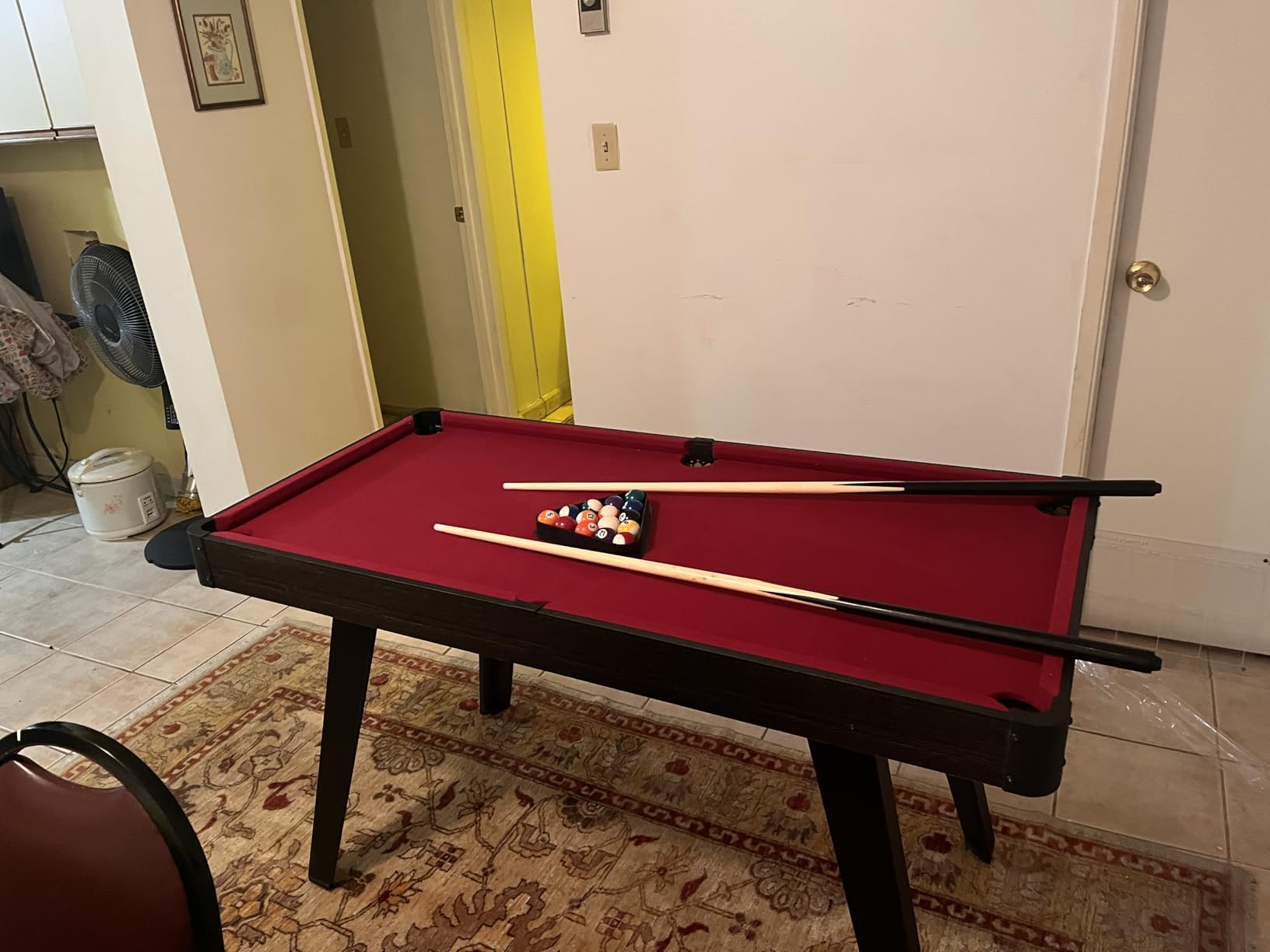 Pool Table, Portable Wooden Billiards Table for Kids, Indoor Pool Game Tables with 2 Cue Sticks, 16 Balls, Triangle, Chalk, Brush for Family, Game Room, Party customer photo 2