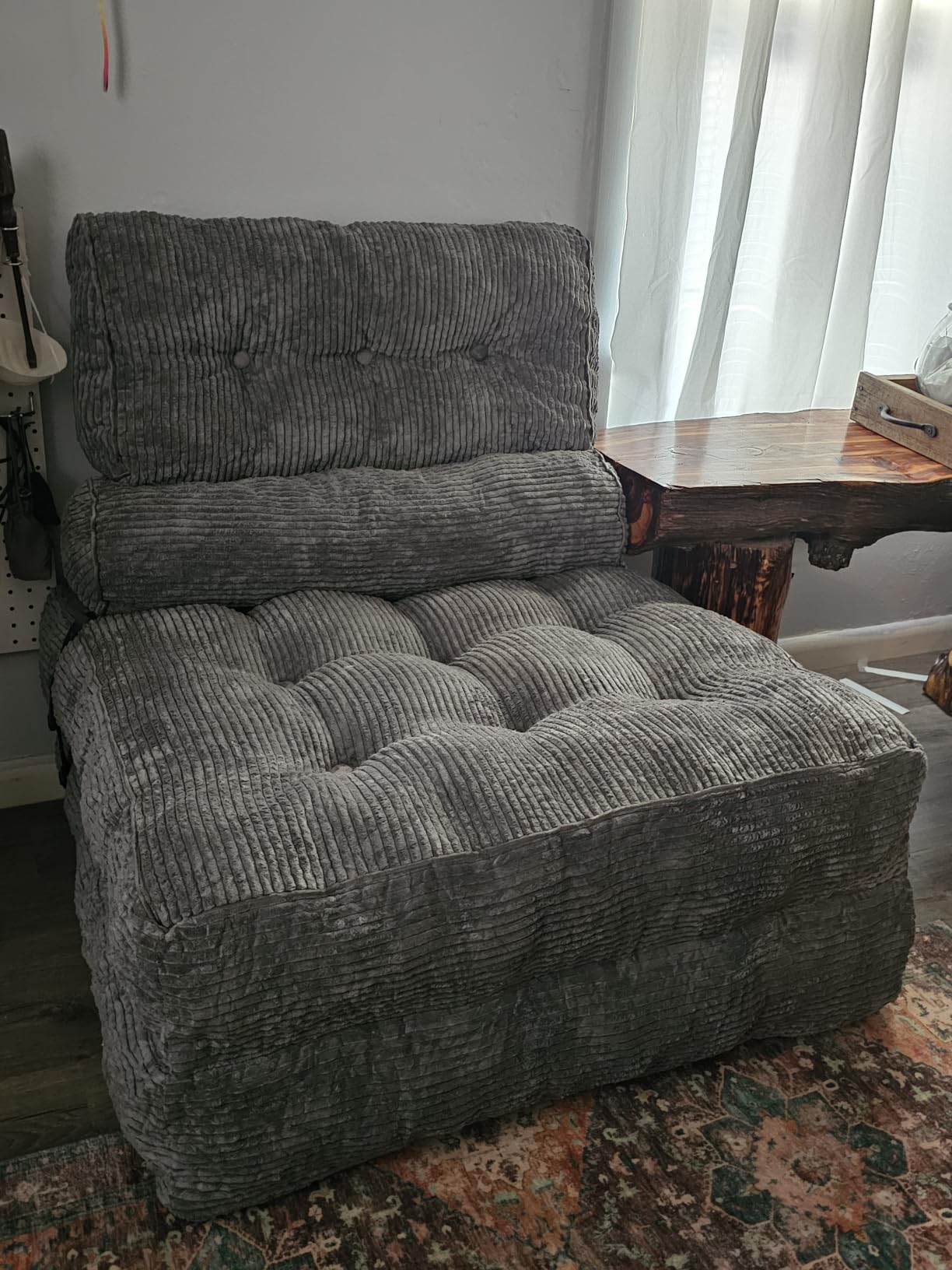 MAXYOYO Folding Sofa Bed, Convertible Chair Bed with Pillow | Foldable Couch with Back Support, Portable Fold Out Chair Comfy Floor Sofa for Living Room Bedroom, Dark Grey, Single customer photo 2