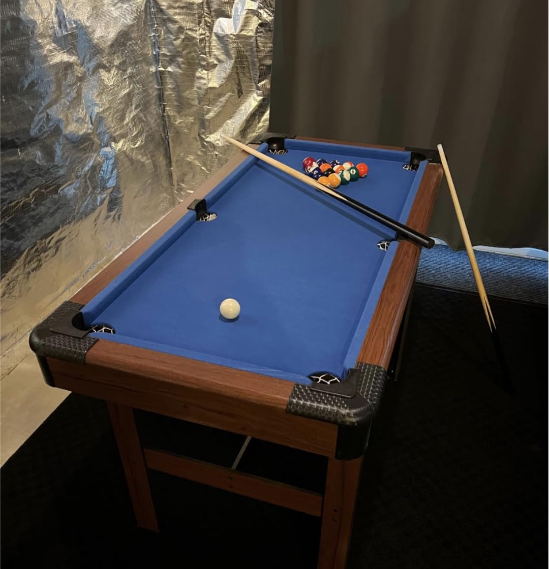 GYMAX Pool Table, 48 Inch Wooden Billiard Tables with 16 Balls, 2 Cue Sticks, 2 Chalks and Brush, Snooker Table Mini Pool Table for Kids, Family, Party customer photo 1