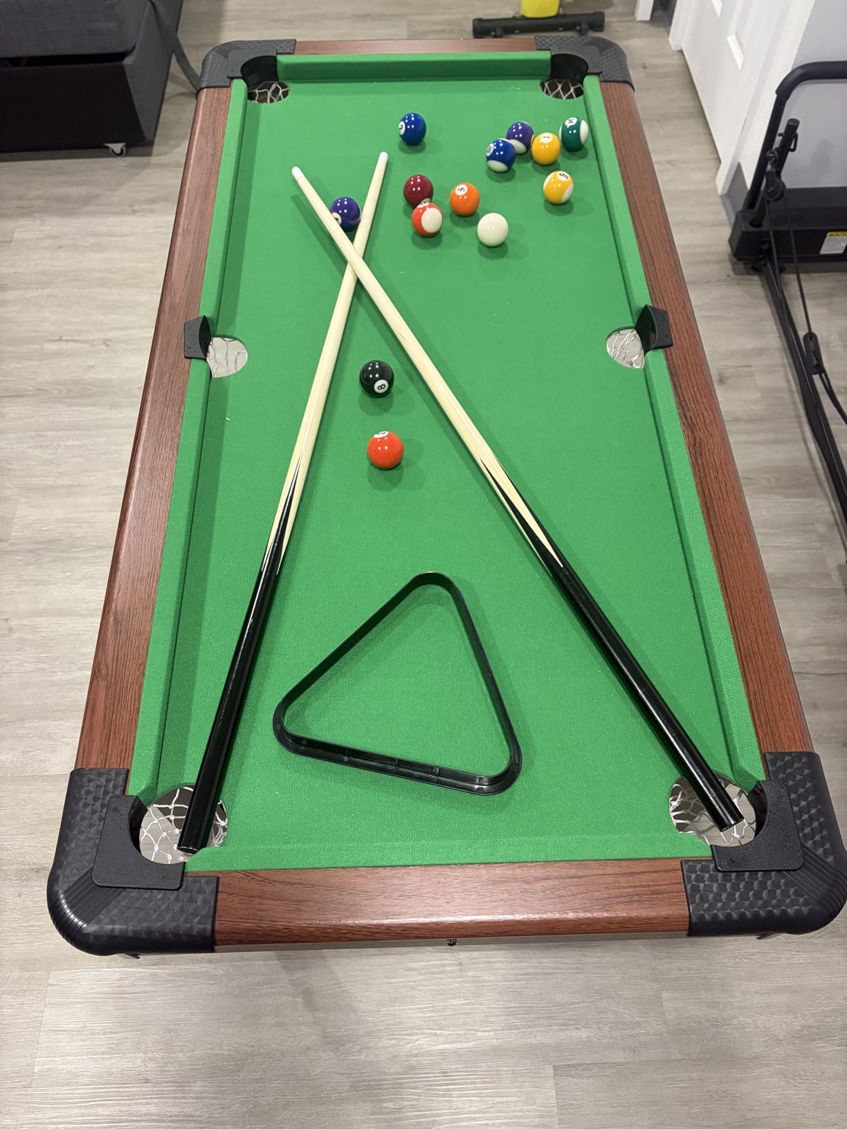 GYMAX Pool Table, 48 Inch Wooden Billiard Tables with 16 Balls, 2 Cue Sticks, 2 Chalks and Brush, Snooker Table Mini Pool Table for Kids, Family, Party customer photo 2