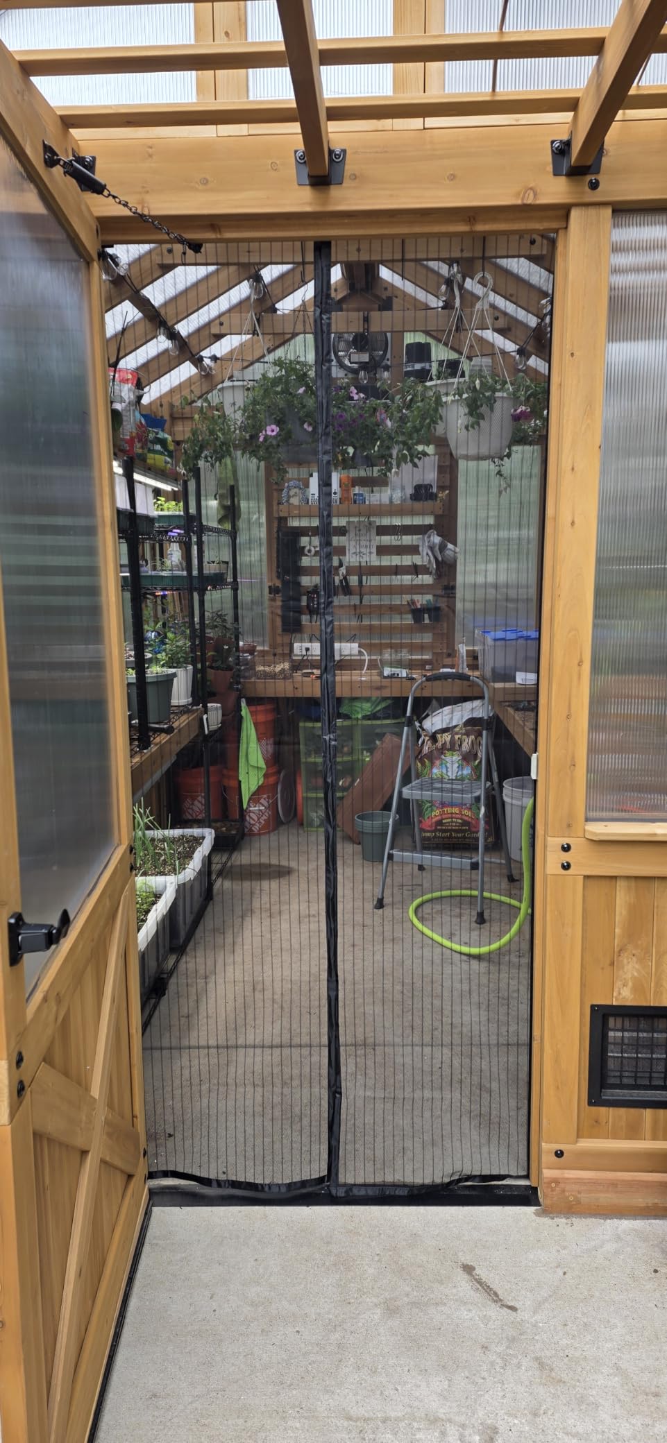 Backyard Discovery Bellerose XL 13' x 11' Cedar Wood and Polycarbonate Walk-in Greenhouse Kit with Pergola, Exhaust Fan, Windows, Hose Hook-Ups, PowerPort, Staging Shelves for Outdoor Gardening customer photo 2