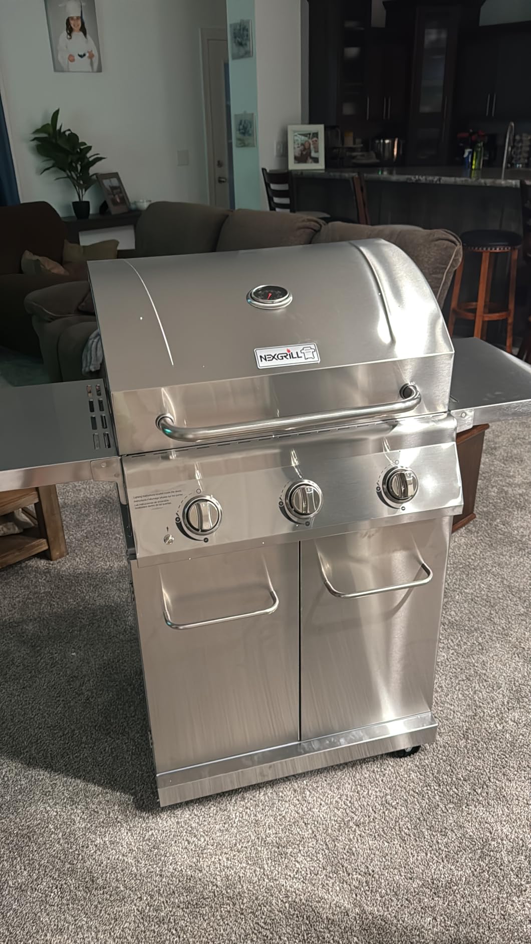 Nexgrill Propane 3-Burner Gas Grill, Stainless Steel with Foldable Shelves | 40500 BTU, Built-In Thermometer, Electronic Ignition, 591 SQ In Cooking Space, Double-door Cabinet, Cast Iron Grate customer photo 2