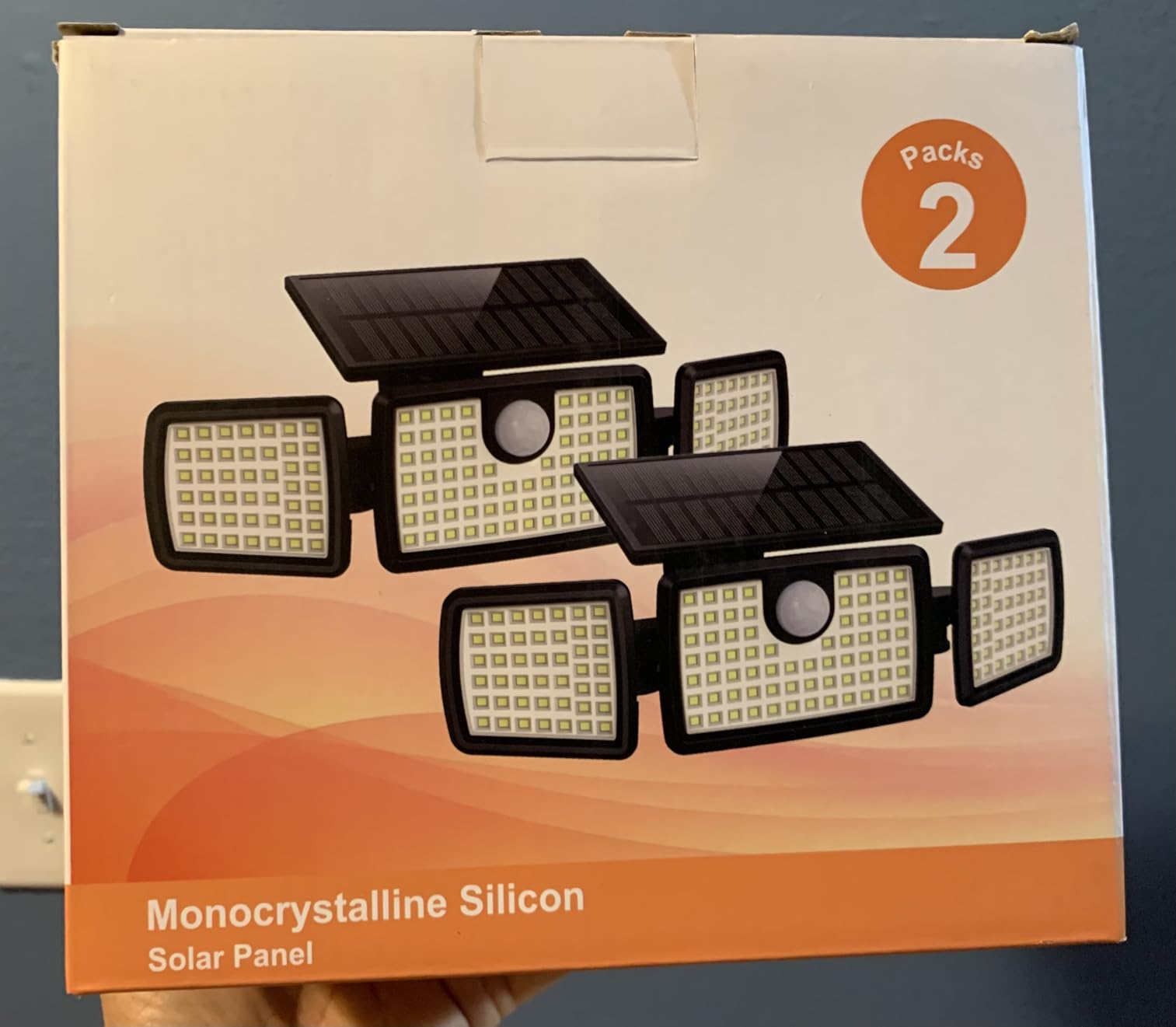 MIHANI Solar Flood Lights Outdoor, 2500LM Motion Sensor Security Lights with 270 Wide Angle, IP65 Waterproof, 3 Heads Solar Outdoor Lights for Patio, Yard, House, Garage (Non-Remote, 2 Pack) customer photo 1