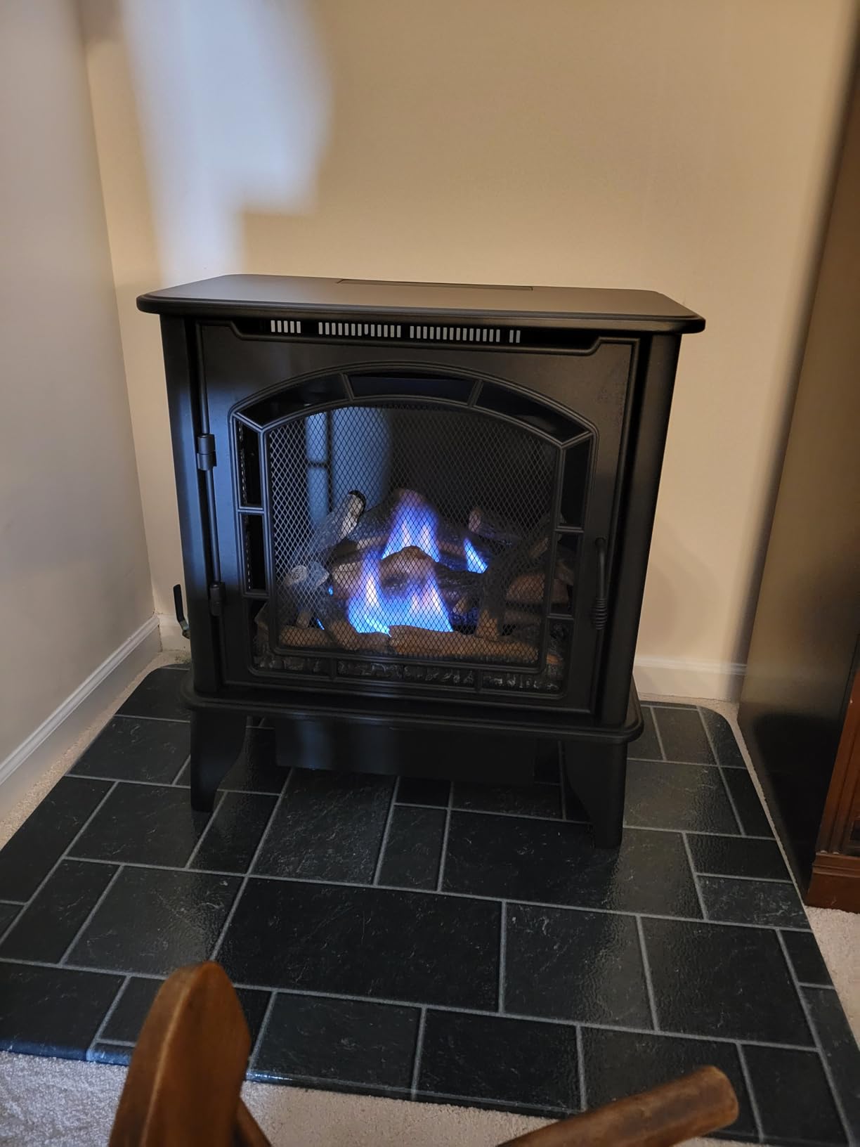 Bluegrass Living Panorama Vent Free Dual Fuel 3-Sided Gas Stove - 23,000 BTU, Remote Control, Black Finish - Model# BTSD23RT customer photo 1