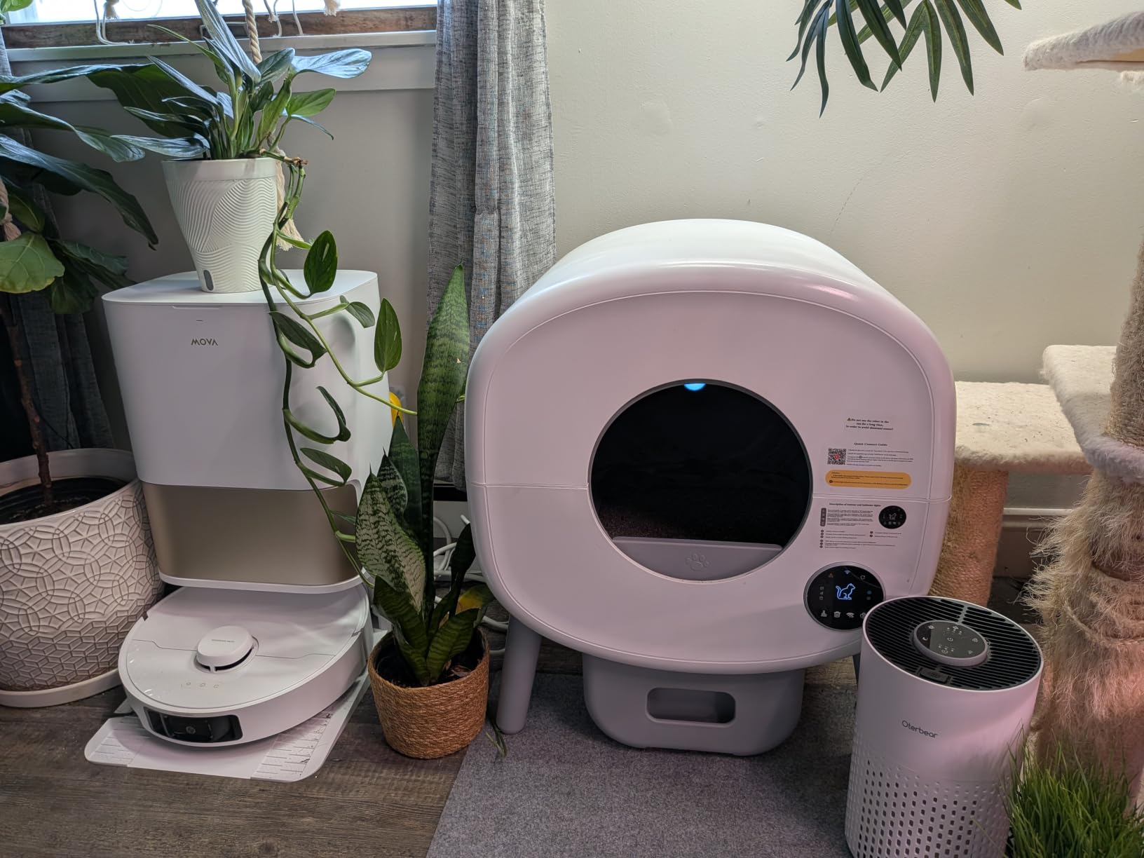 Cumrige Automatic Litter Box, Safety Sensor, App Control, 95L Large Capacity | Detachable Waste Trays, Self Cleaning Litter Box for Multiple Cats, Safety Protection, 2 Roll Garbage Bags, White & Grey customer photo 1