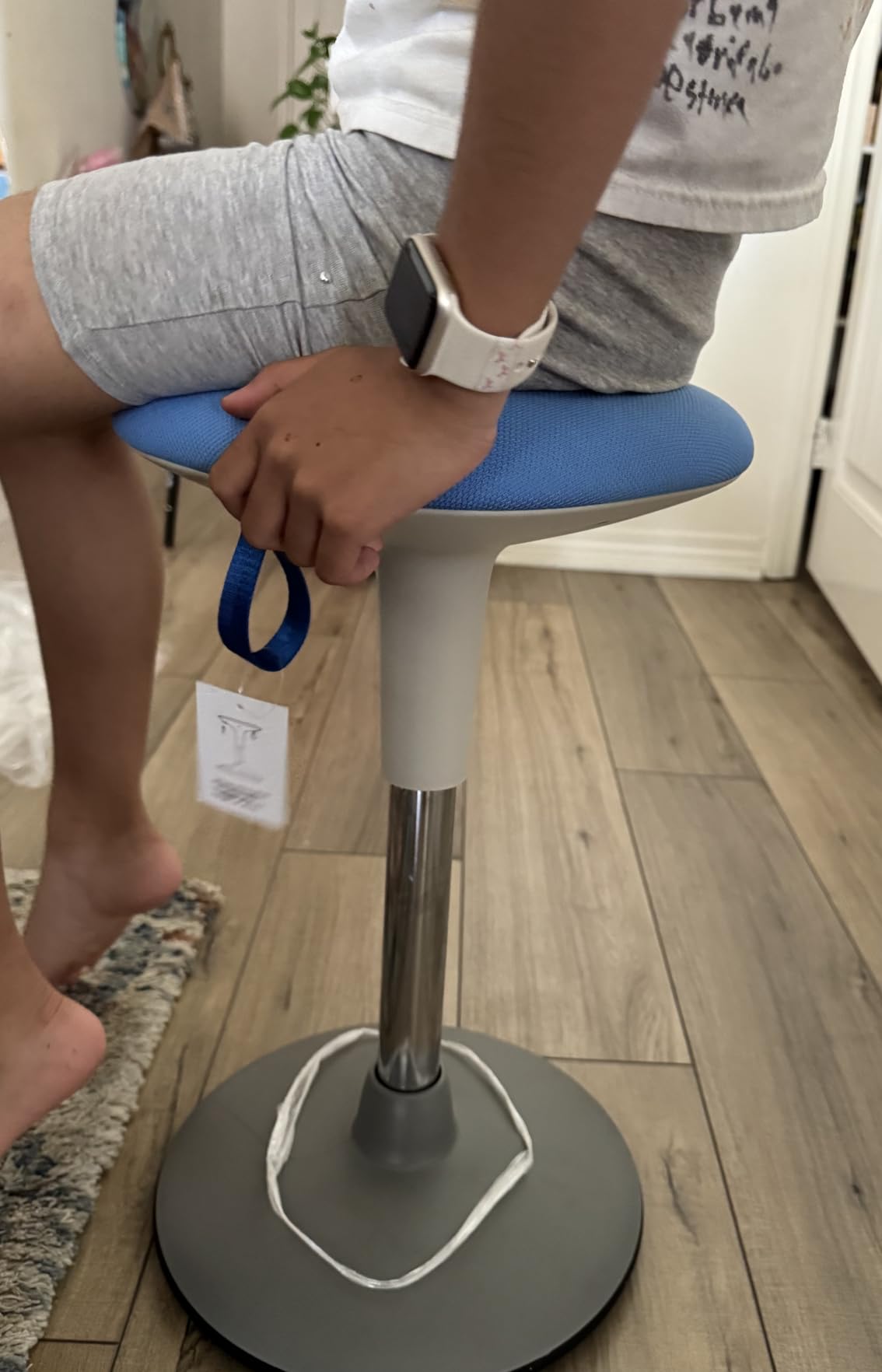 Wobble Stool for Kids Ages 7-12; Adjustable Height Wobble Stools for Classroom Seating with Soft Cushion; Flexible Wiggle Chair for Focus and ADHD Support + Bonus Visual Timer (Sky Blue) customer photo 1