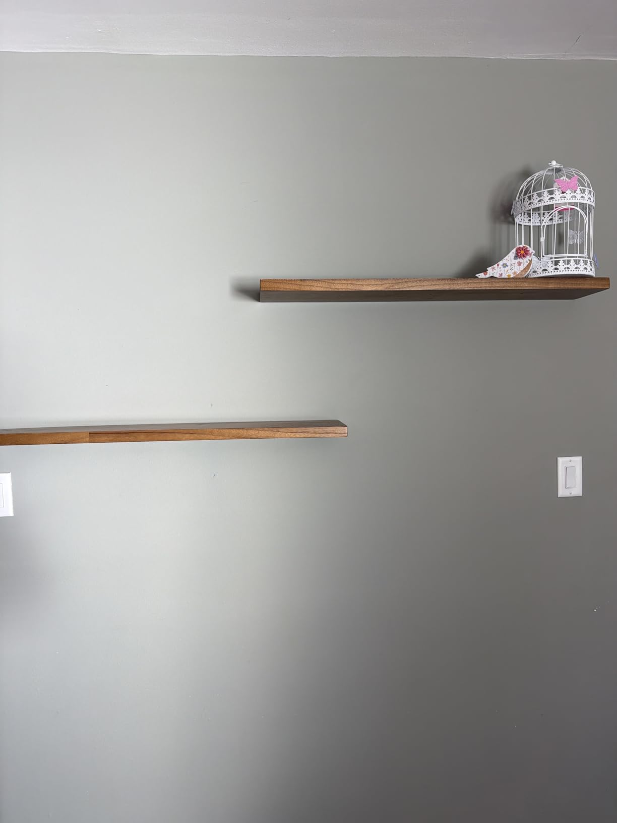 ROGMARS 36 Inches Long Walnut Floating Shelves | Rustic Solid Wood Farmhouse Wall Shelves with Invisible Brackets for Bathroom, Living Room, Bedroom, Kitchen Set of 2 customer photo 1