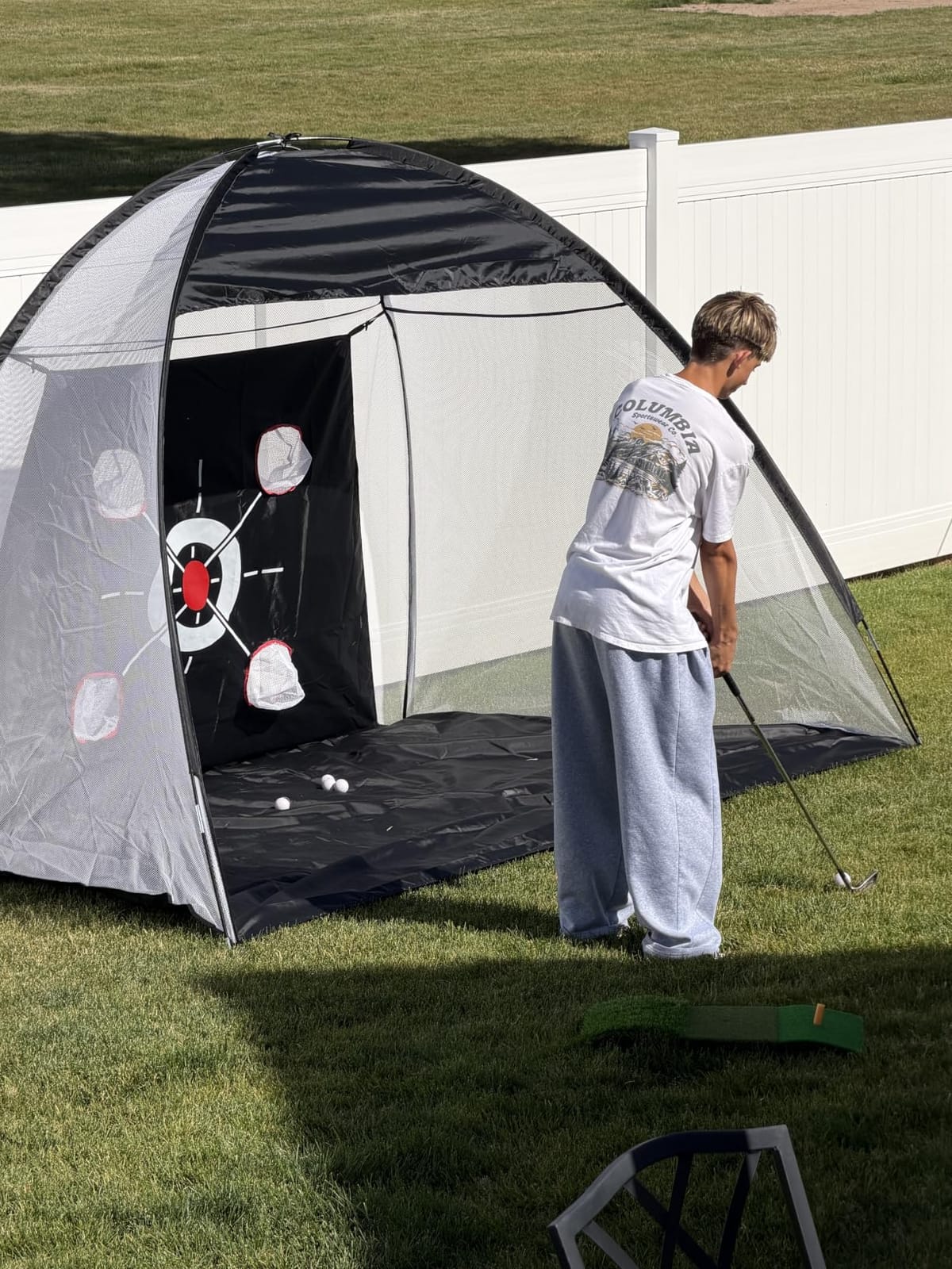 Golf Net with Practice Mat,Golf Hitting Aid Nets 10x7FT for Backyard Driving Chipping Training Swing with Target Mat Balls for Outdoor Indoor,Gifts for Men Dad Him and Golfer customer photo 2