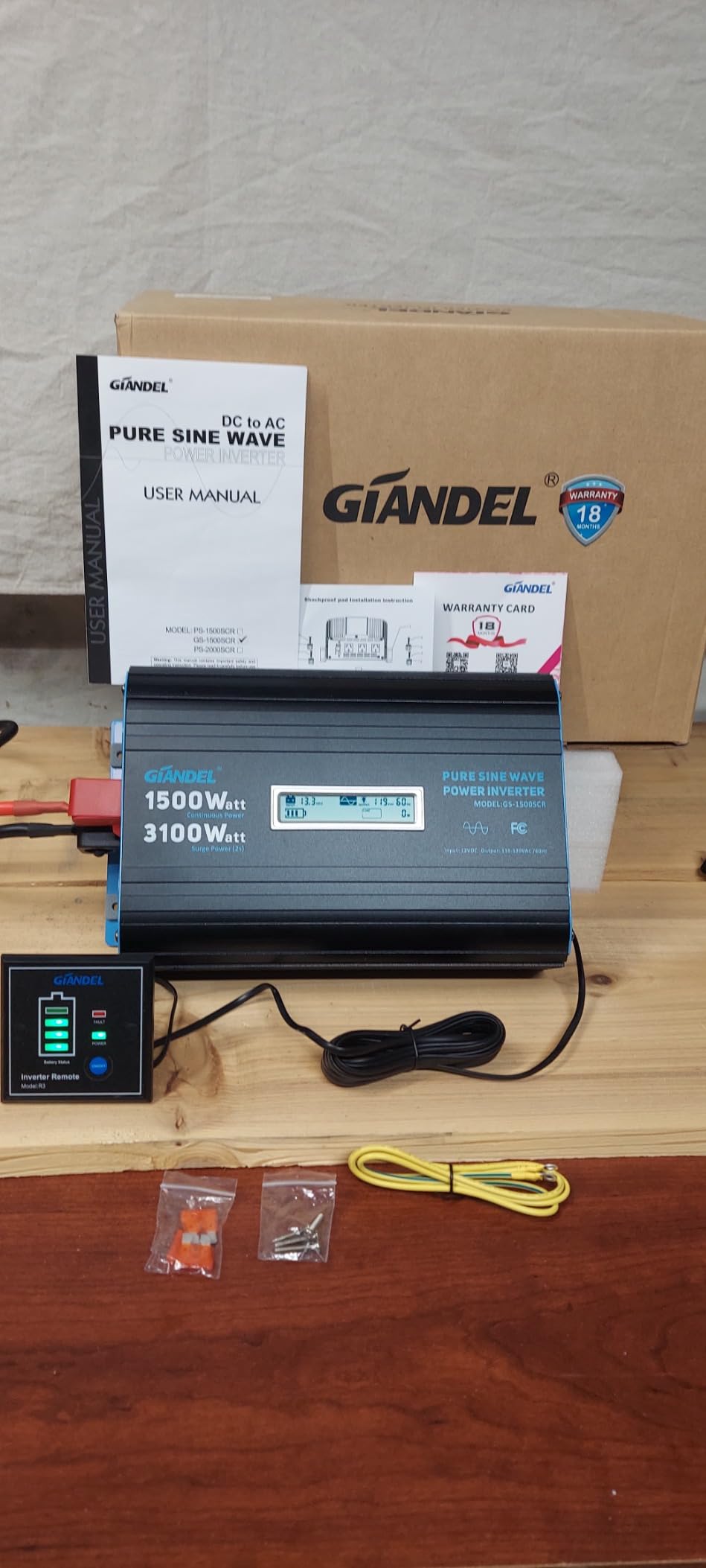 GIANDEL 4000W Pure Sine Wave Power Inverter 12V to 120V AC, 7000W Surge, Compatible with All 12V Batteries, Dual Remote Control, UL Listed GFCI Outlets, FCC Approved for RV Campers Off-Grid Solar Systems customer photo 1