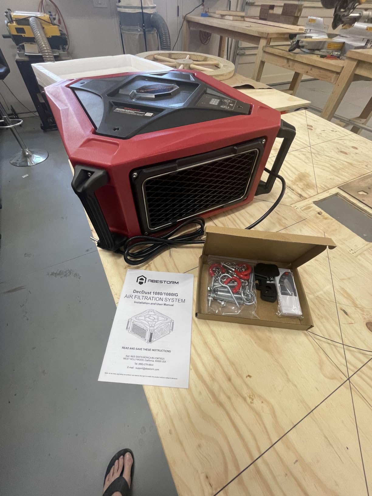 Abestorm 1080 CFM Intake Air Filtration System, 270 Degree Workshop Dust Collector with Remote Control, Ceiling Mounted for Woodworking Shops and Garage, 2-speed Adjustment, DecDust 1080 customer photo 1