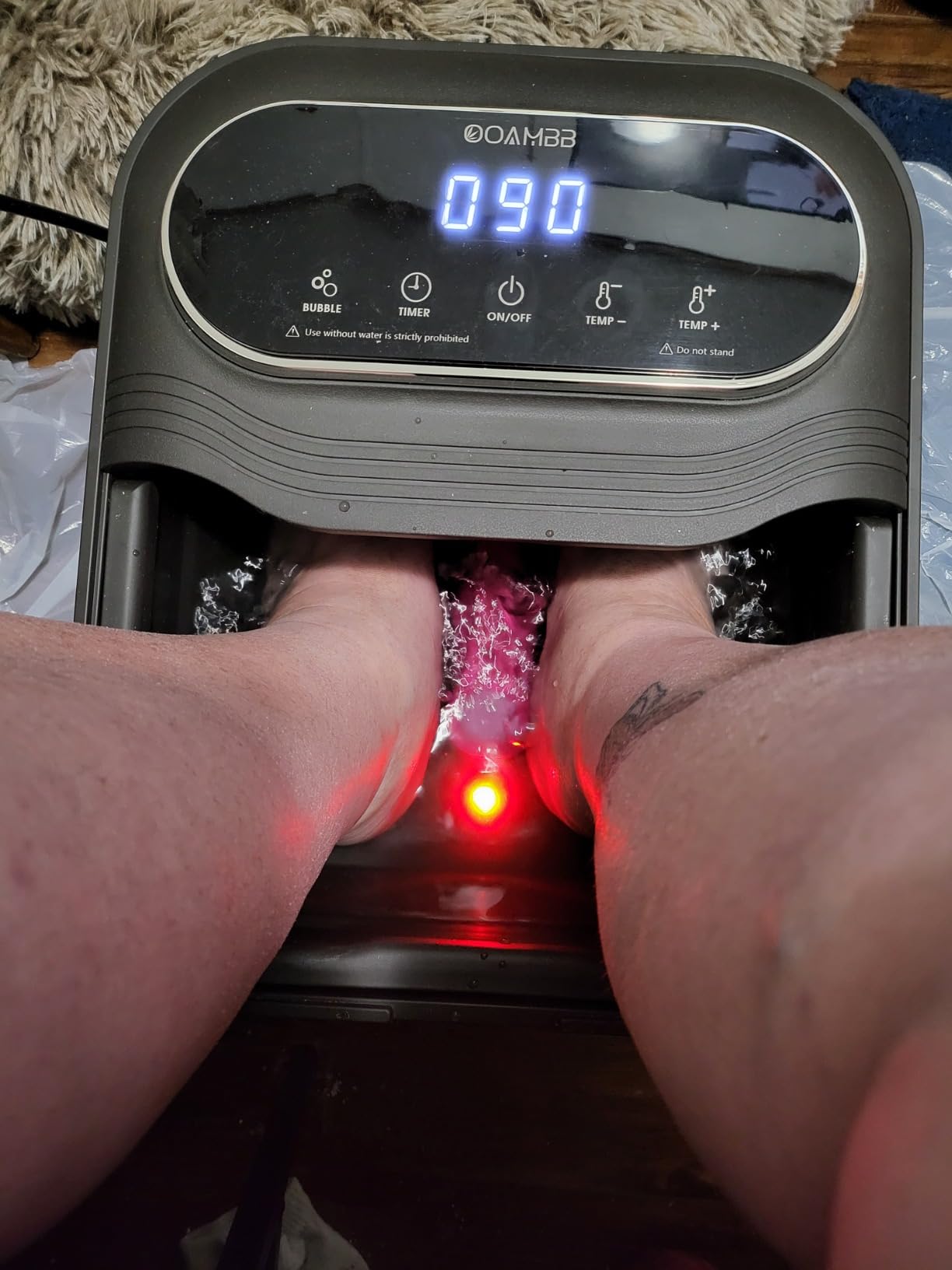 OOAMBB Collapsible Foot Spa with Heat, Bubble and Temp Control, Foot Bath Massager with XL Touch Screen and Massage Rollers (Grey) customer photo 2