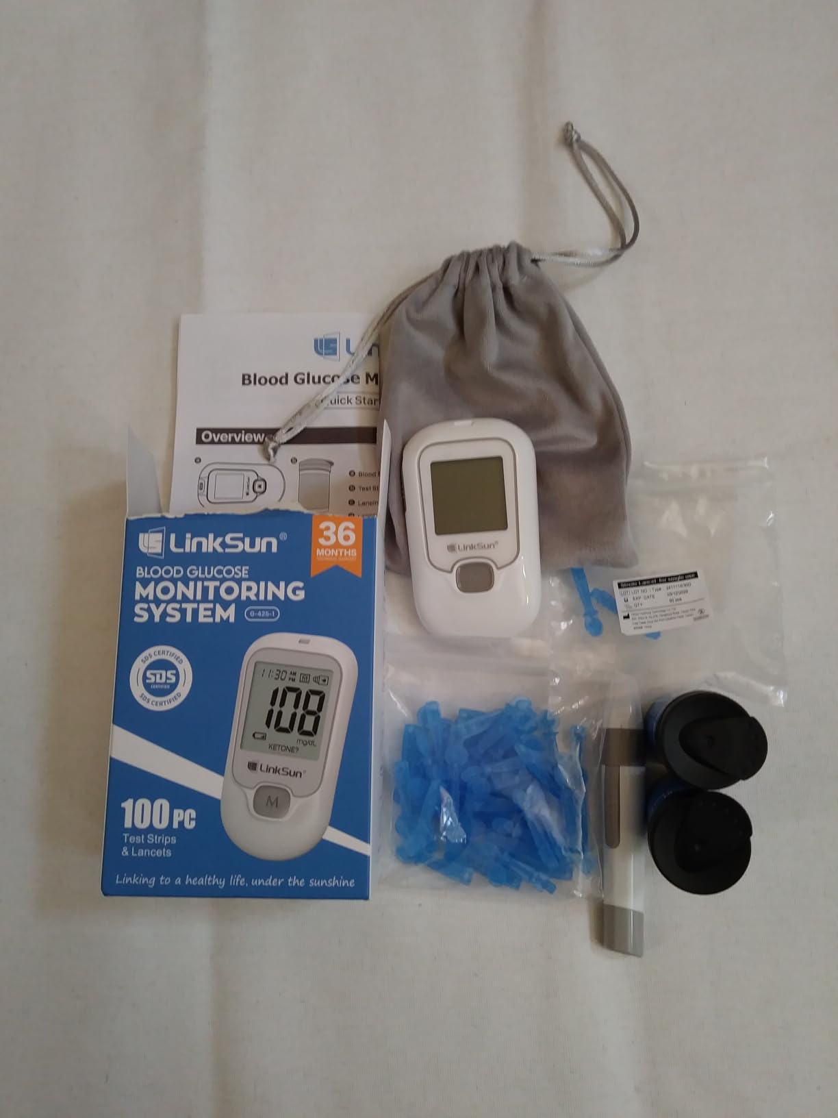LinkSun G-425-1 Glucose Monitor Kit, 100 Strips & Lancets for Diabetes | 1 Control Solution, 1 Lancing Device & Large Display Blood Sugar Testing Kit for Seniors, Easy-to-Use Glucometer for Home Use customer photo 2
