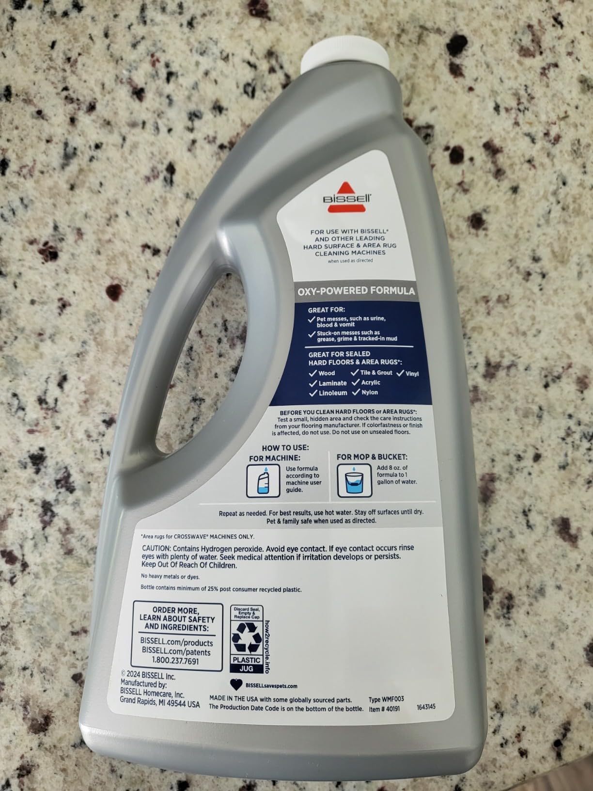 Bissell CrossWave PET PRO OXY Multi-Surface Formula, 4019G, 80 oz, Removes Stuck-On Stains like Dirt, Grease, and Grime from Sealed Hard Floors and Grout, Patented Odor Elimation Technology customer photo 1