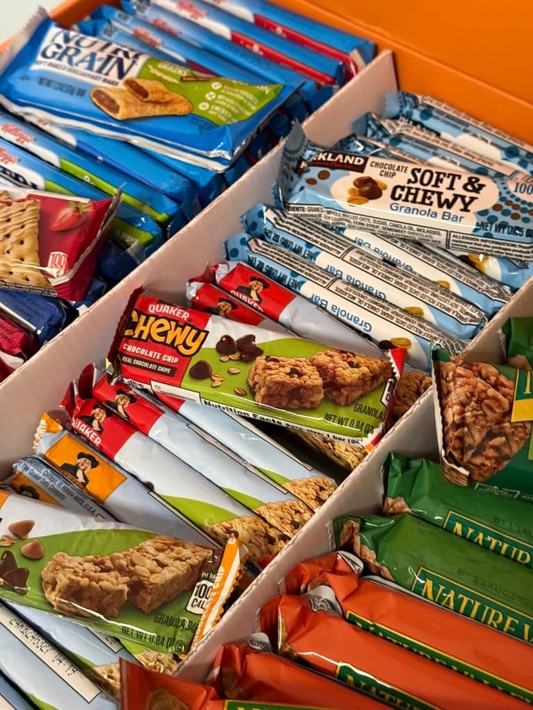 Granola Bars Bulk Variety Pack - Healthy Granola Bars Variety Snack Box for Office Snacks & Healthy Breakfast Bars - Snacks Variety Pack for Adults and Kids (60 Count) customer photo 1