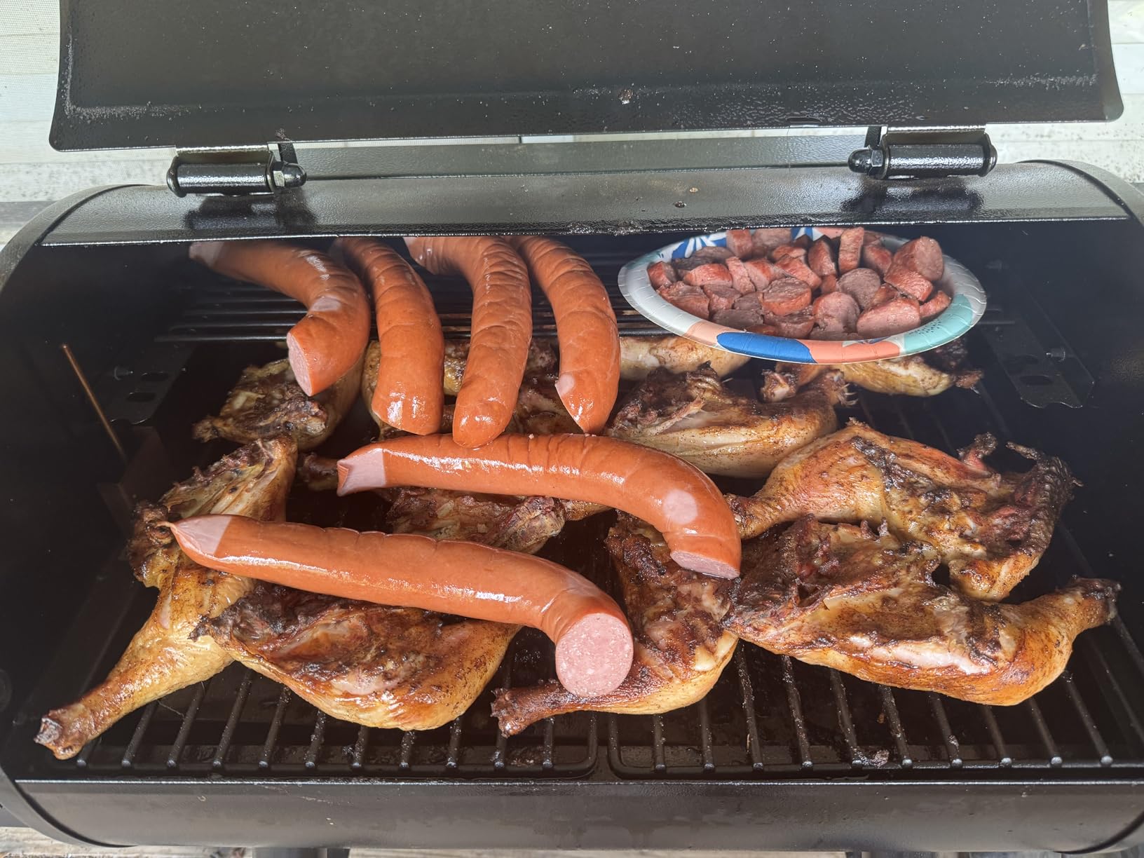 Electric Pellet Grill 456 SQ.IN Cook Area Pellet Smoker with Auto Feed & PID Controller 500°F Max Temperature 8 in 1 BBQ Grill with Meat Probe & Side Table with Hooks Perfect for Outdoor BBQ customer photo 2