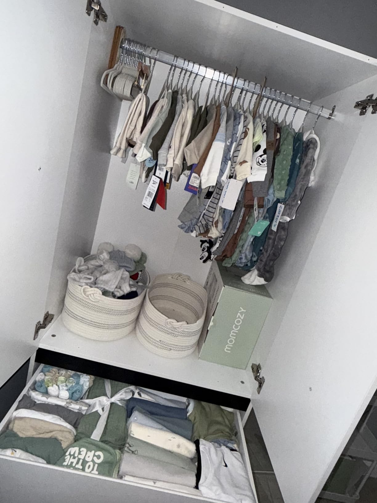 White Armoire Wardrobe Closet with 9 Drawers: 75