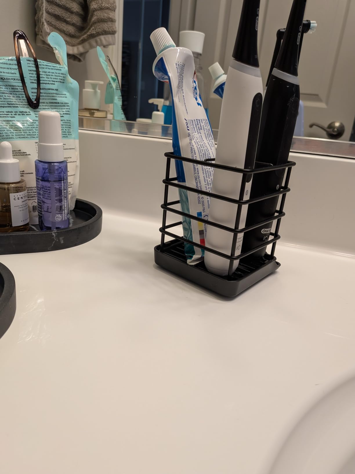 Toothbrush Holders for Bathroom, Black, Stainless Steel, Detachable, 3 Slot | Easy to Clean, Multifunctional, Kids Electric Toothbrush Organizer, Drainage, Removable, For Bathroom, Vanity, Kitchen Sink, Office customer photo 1