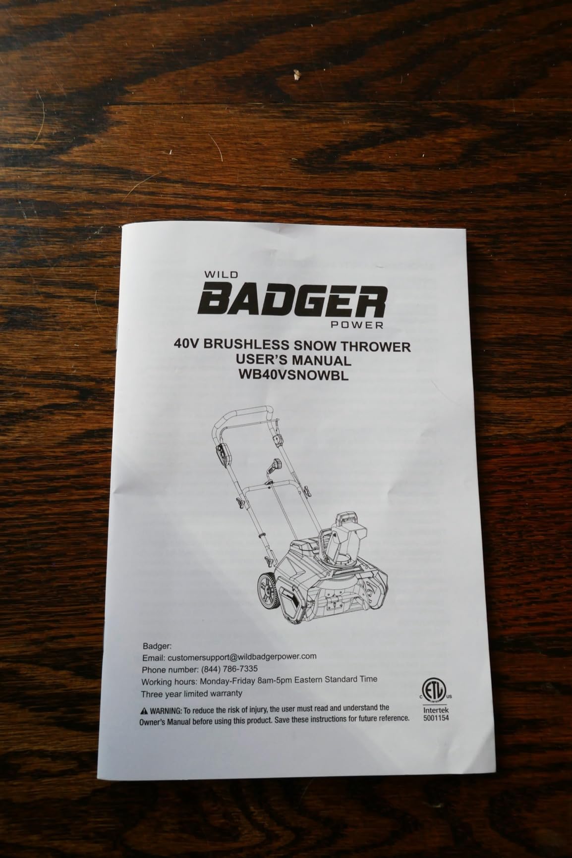 Wild Badger Power Snow Blower 40V ProLine 20