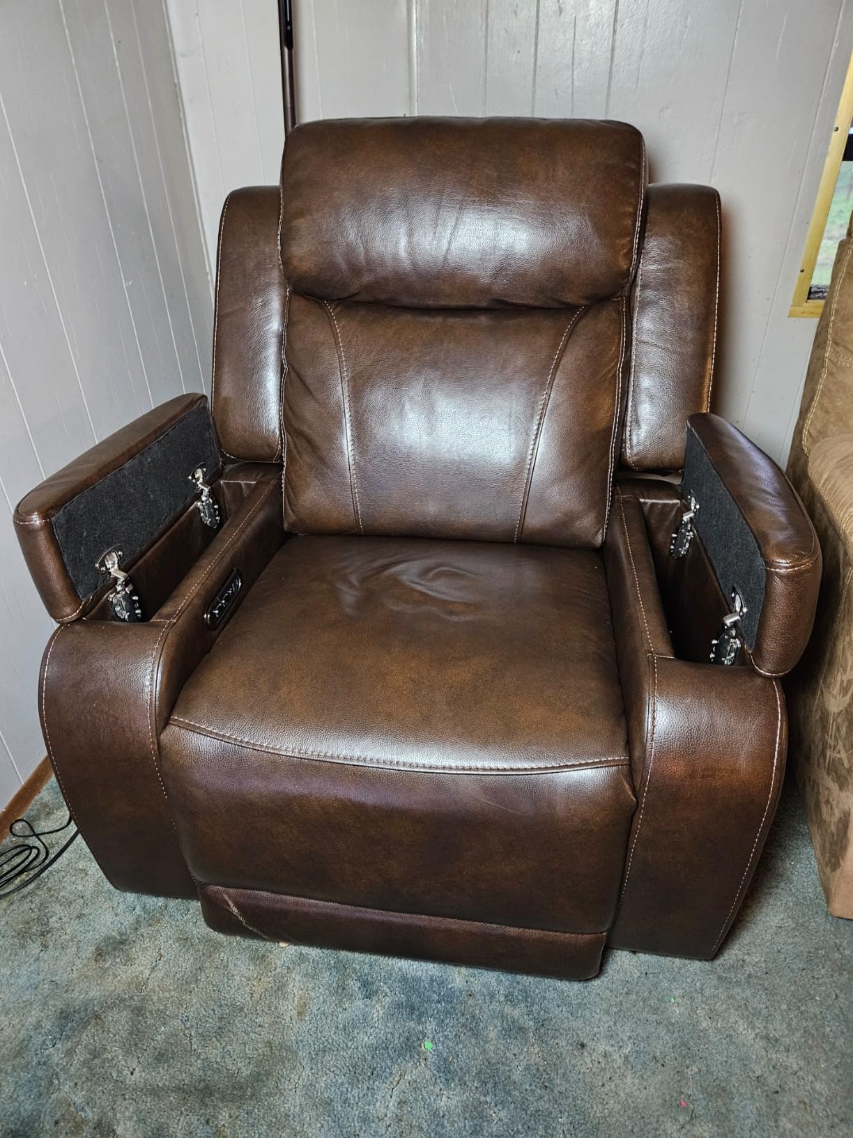 Watson & Whitely Zero Gravity Power Recliner Chair for Adults, Navy Blue | Genuine Leather Reclining Chair, Power Headrest, Hidden Arm Storages, Electric Recliner Sofa for Living Room & Home Office customer photo 1