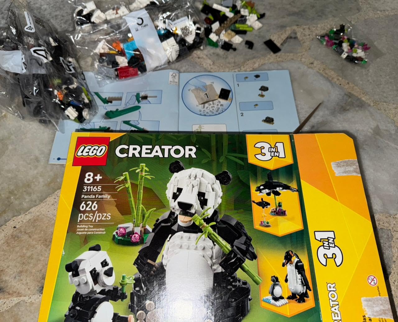 Creator 3 in 1 Wild Animals Panda Family - Building Toy Kit for Kids with 3 Building Options, Panda, Penguin, or Orca - 8 Year Old Girl & Boy Birthday Gifts - 31165 customer photo 1