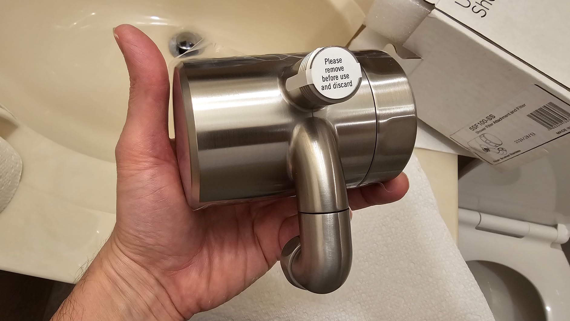 Delta Faucet Clarifi Premium Shower Filter Attachment with Filter, Hard Water Shower Filter, Shower Head Filter, Stainless 5SF100-SS customer photo 1